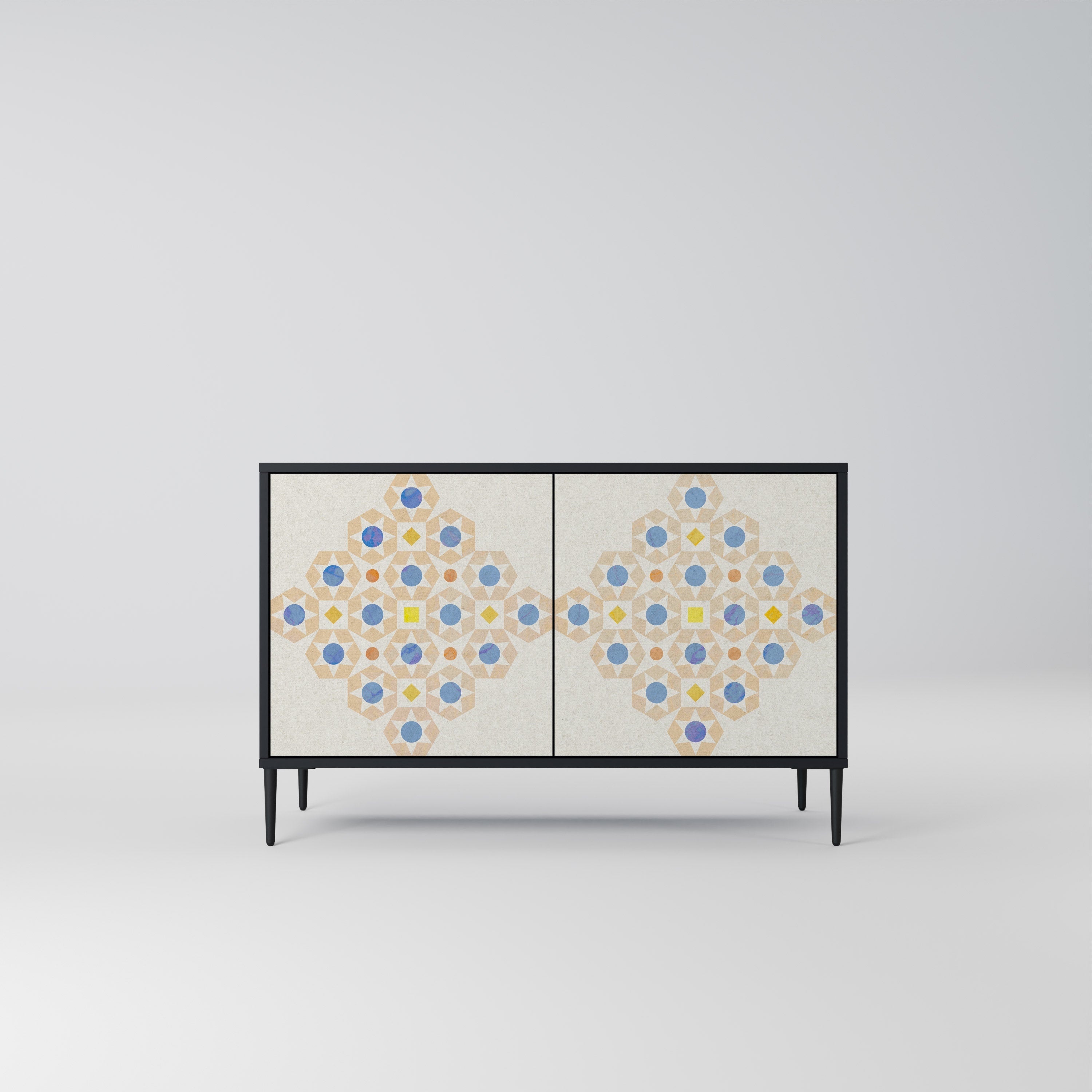 PATTERNED PRISM 2-Door Sideboard in Black Finish