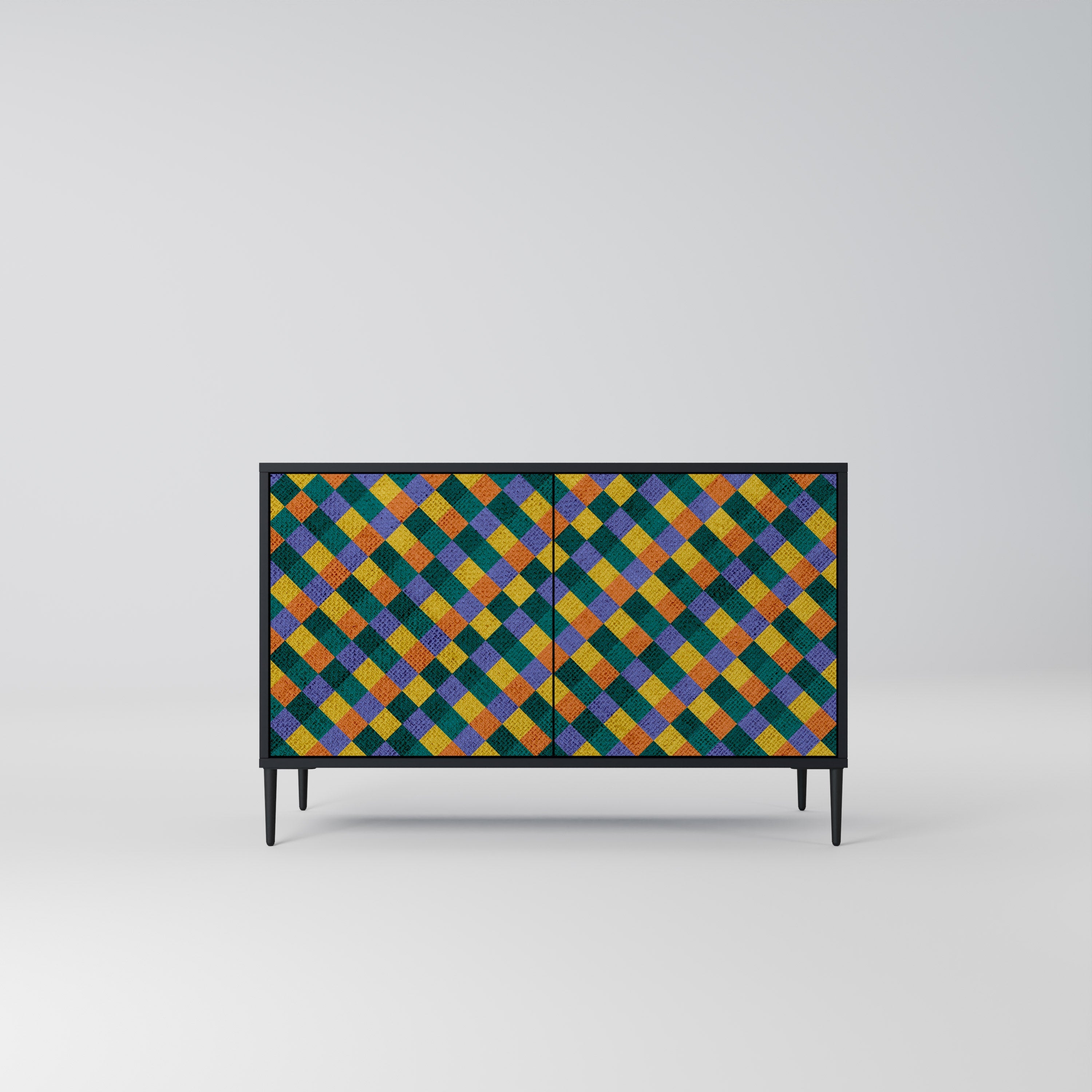 Μπουφές 2 θυρών PAINTED SQUARES MIX σε μαύρο φινίρισμα
