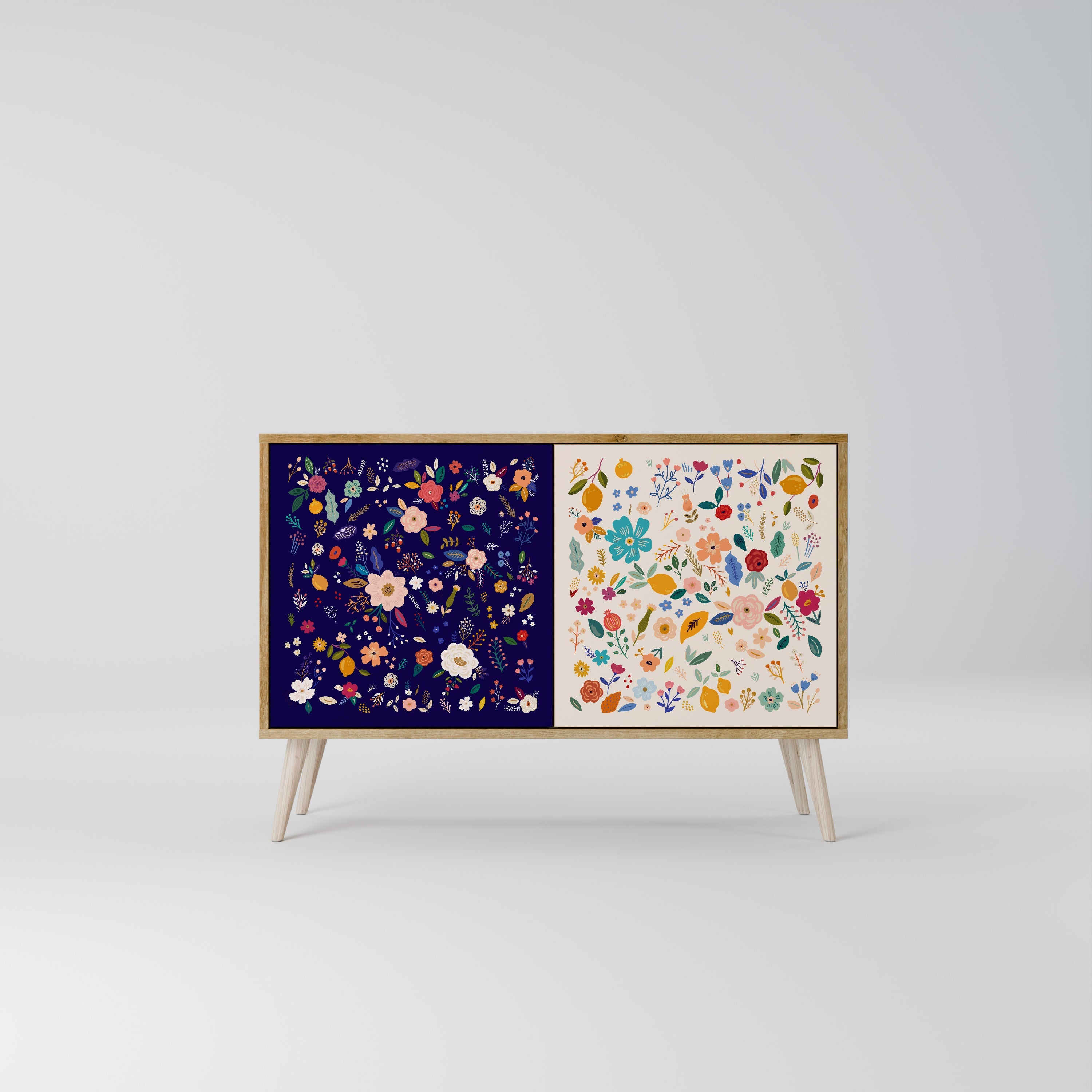 FLORAL COMBINATION 2-Door Sideboard in Oak Effect