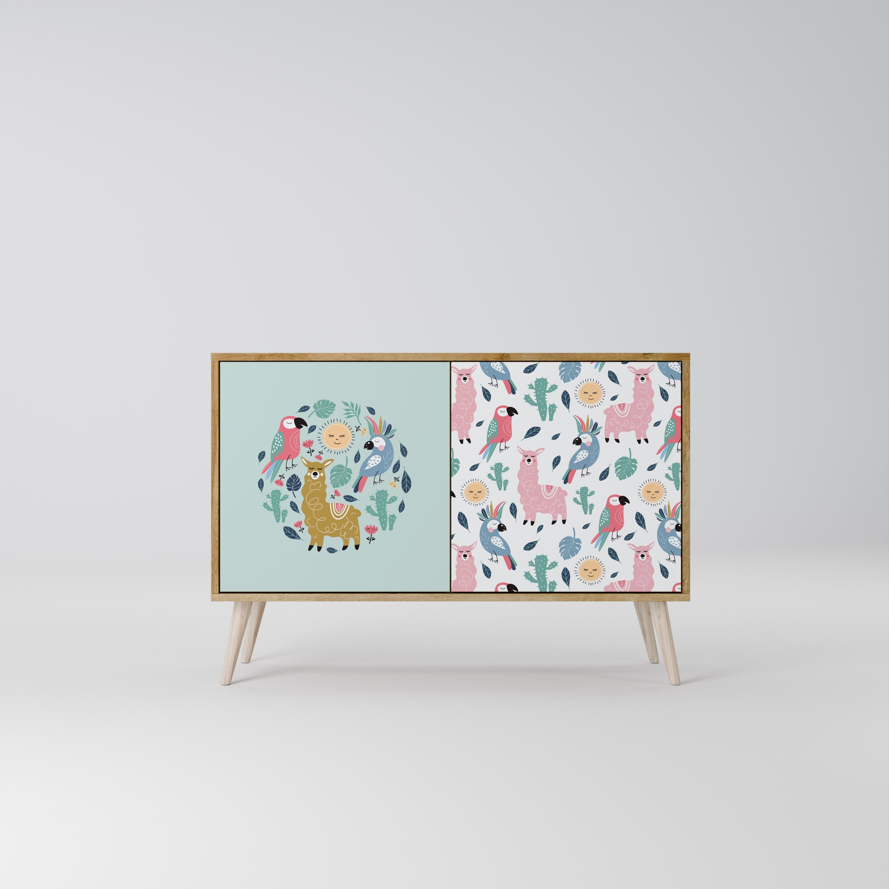 COLORFUL ALPACAS 2-Door Sideboard in Oak Effect
