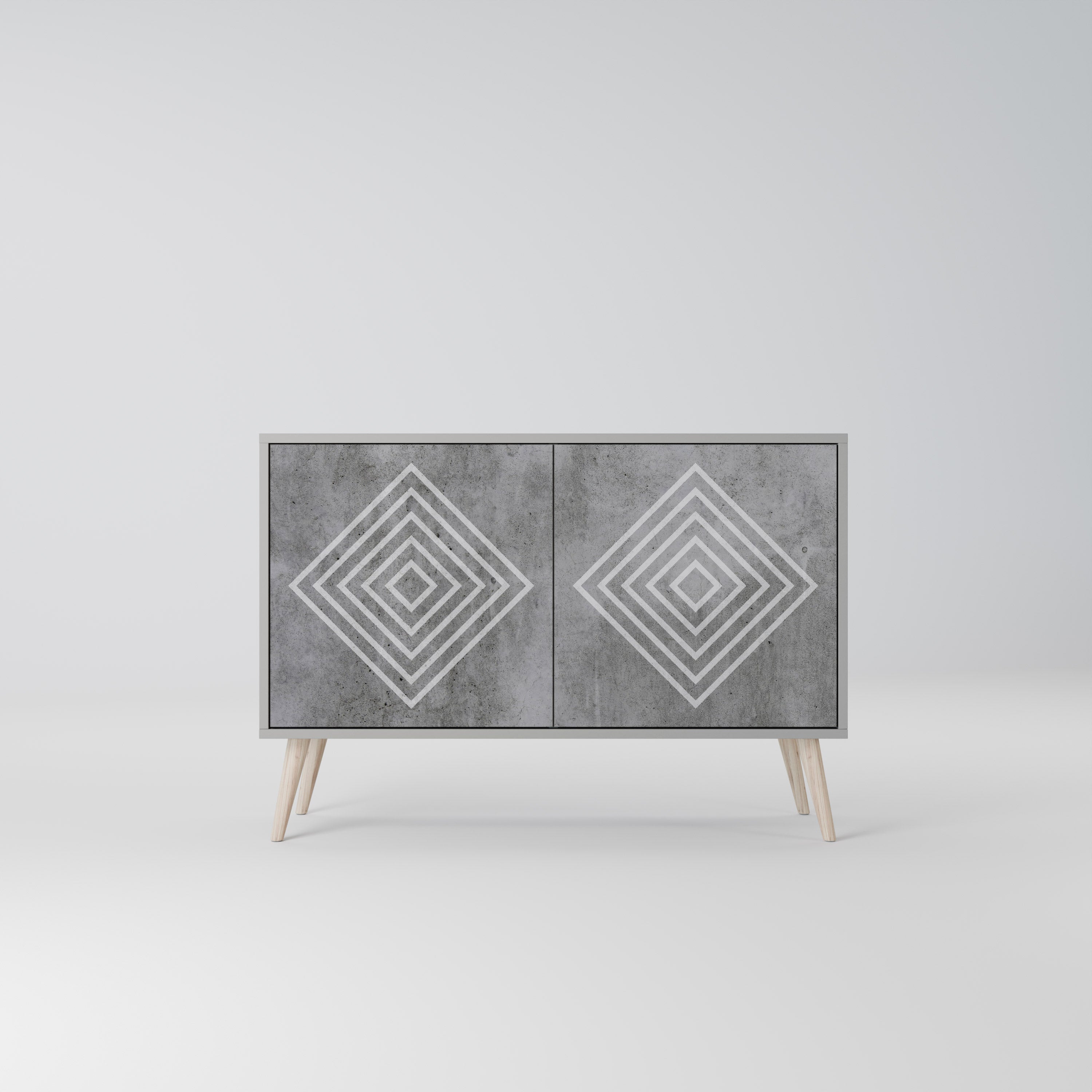POLYGONAL ARTISTRY Μπουφές 2 Πόρτων σε Γκρι Φινίρισμα