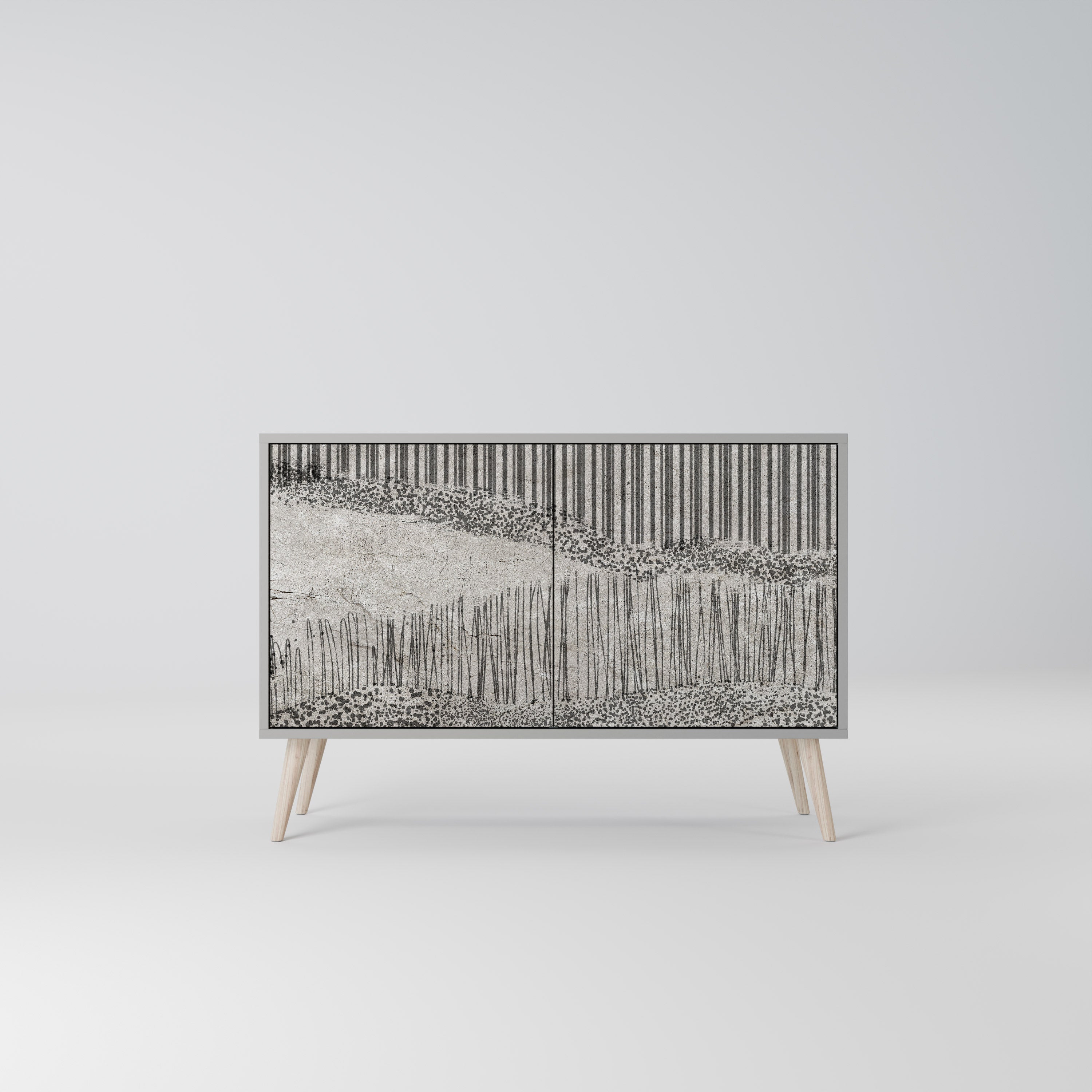 GRAIN LINES 2-Door Sideboard in Grey Finish