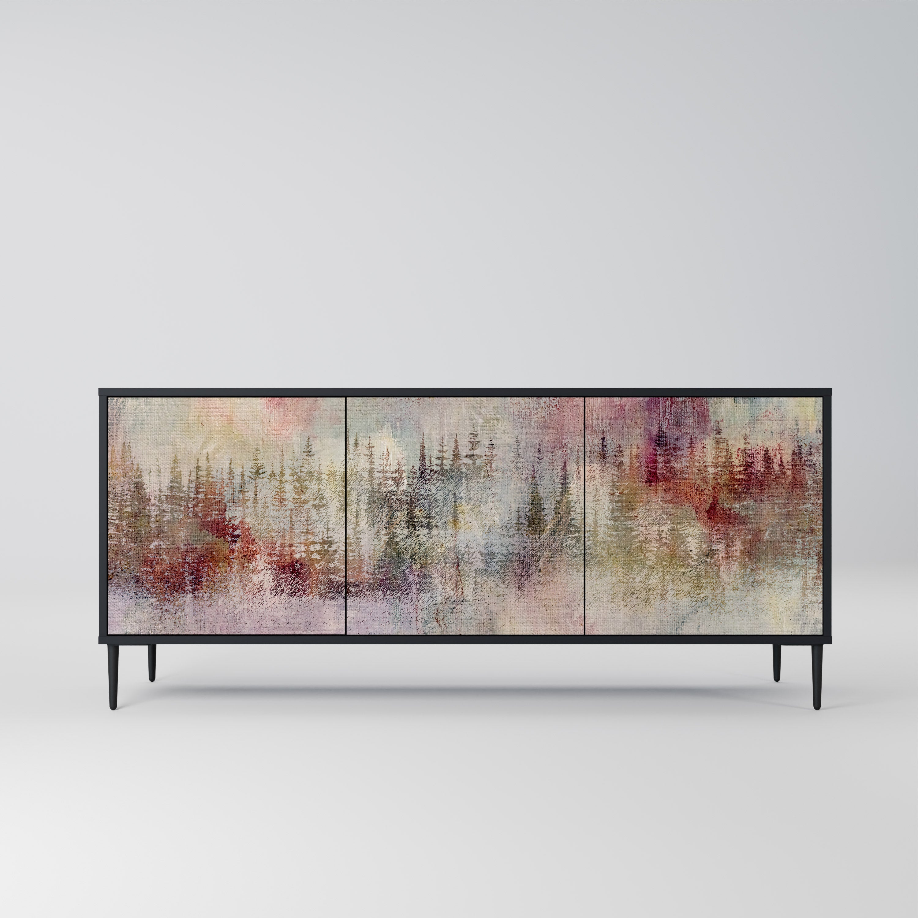 VEILED SUMMIT 3-Door Sideboard in Black Finish