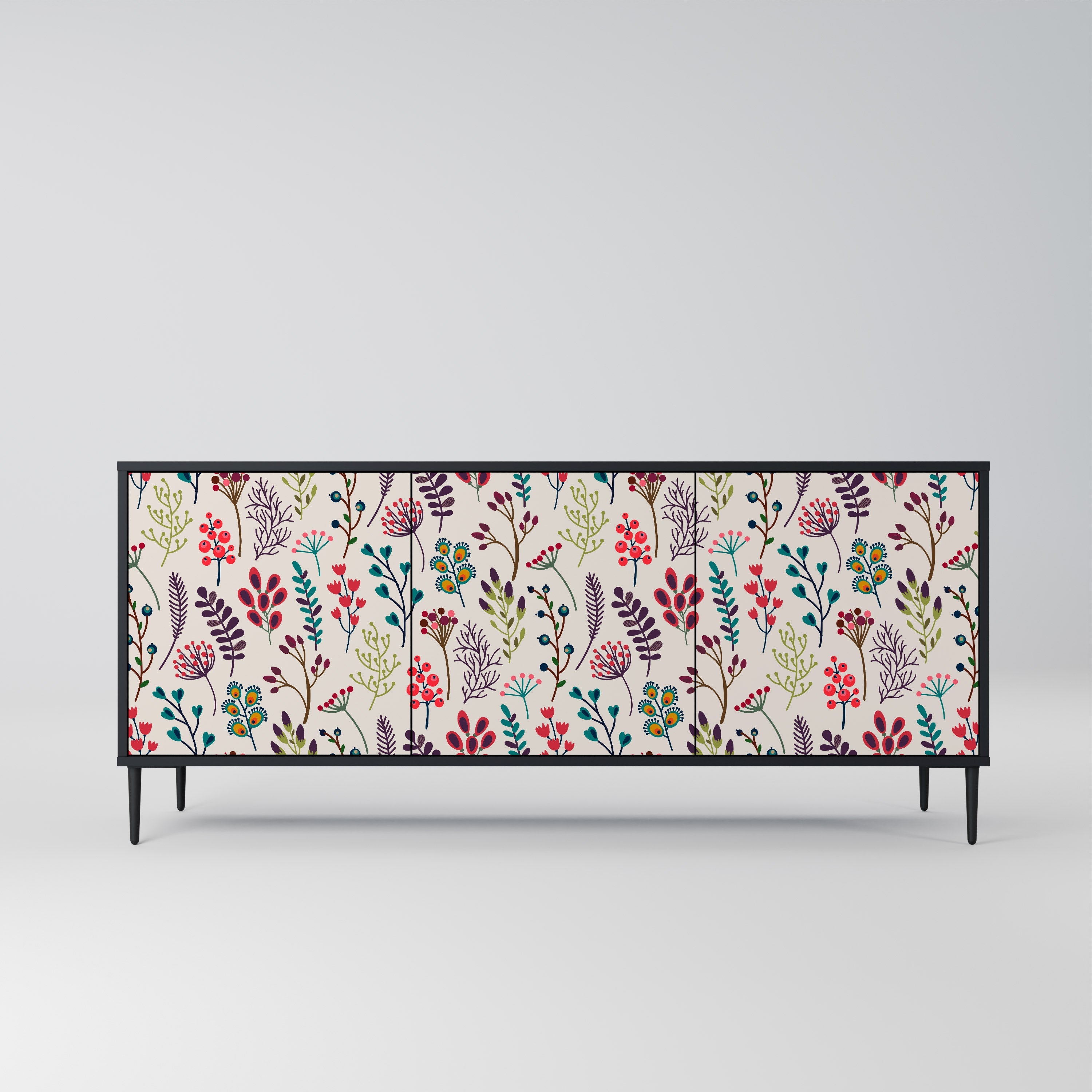 AUTUMN SUNDRIES 3-Door Sideboard in Black Finish