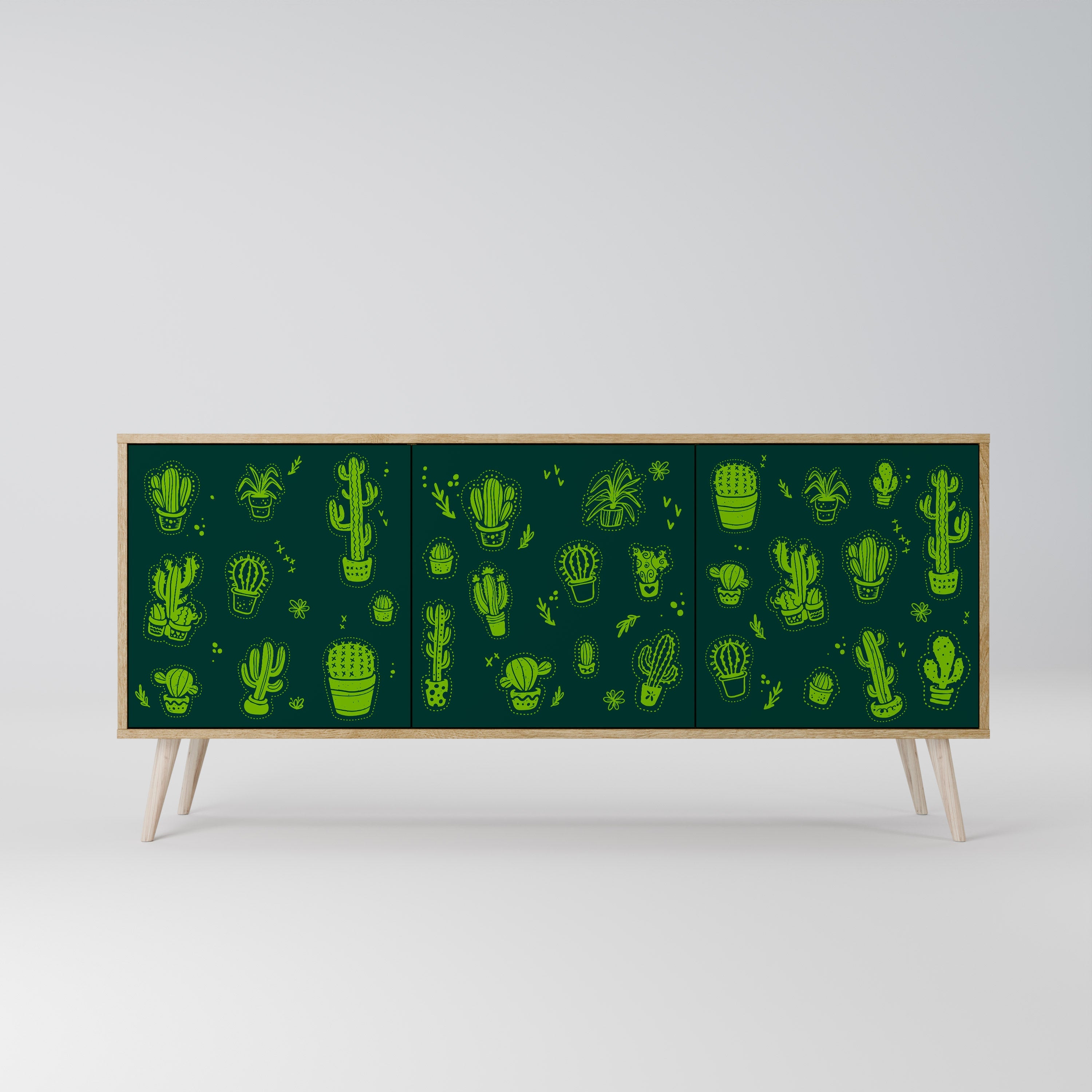 Μπουφές DESERT GREEN με 3 πόρτες σε απόχρωση δρυός