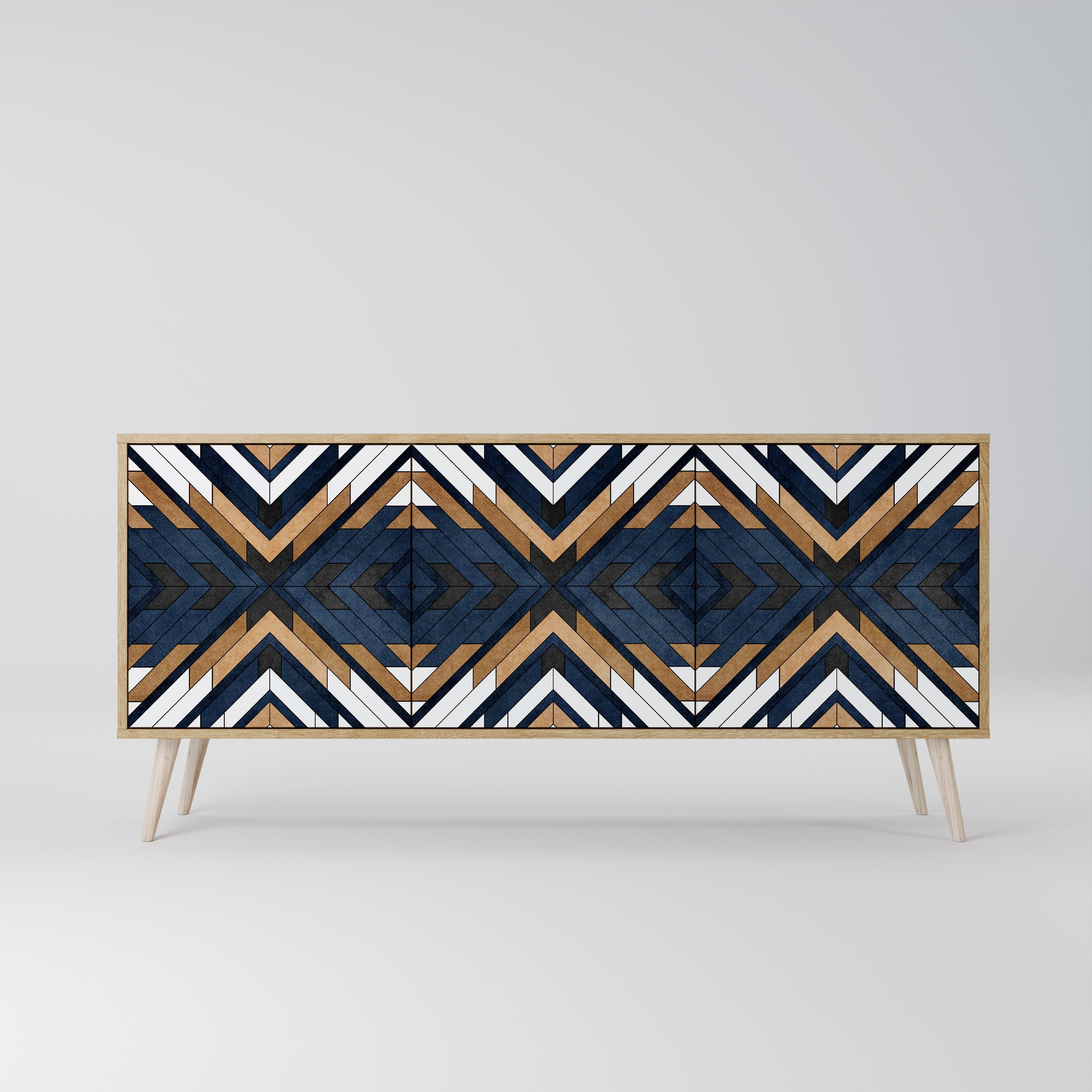ARTFUL GEOMETRY 3-Door Sideboard in Oak Effect
