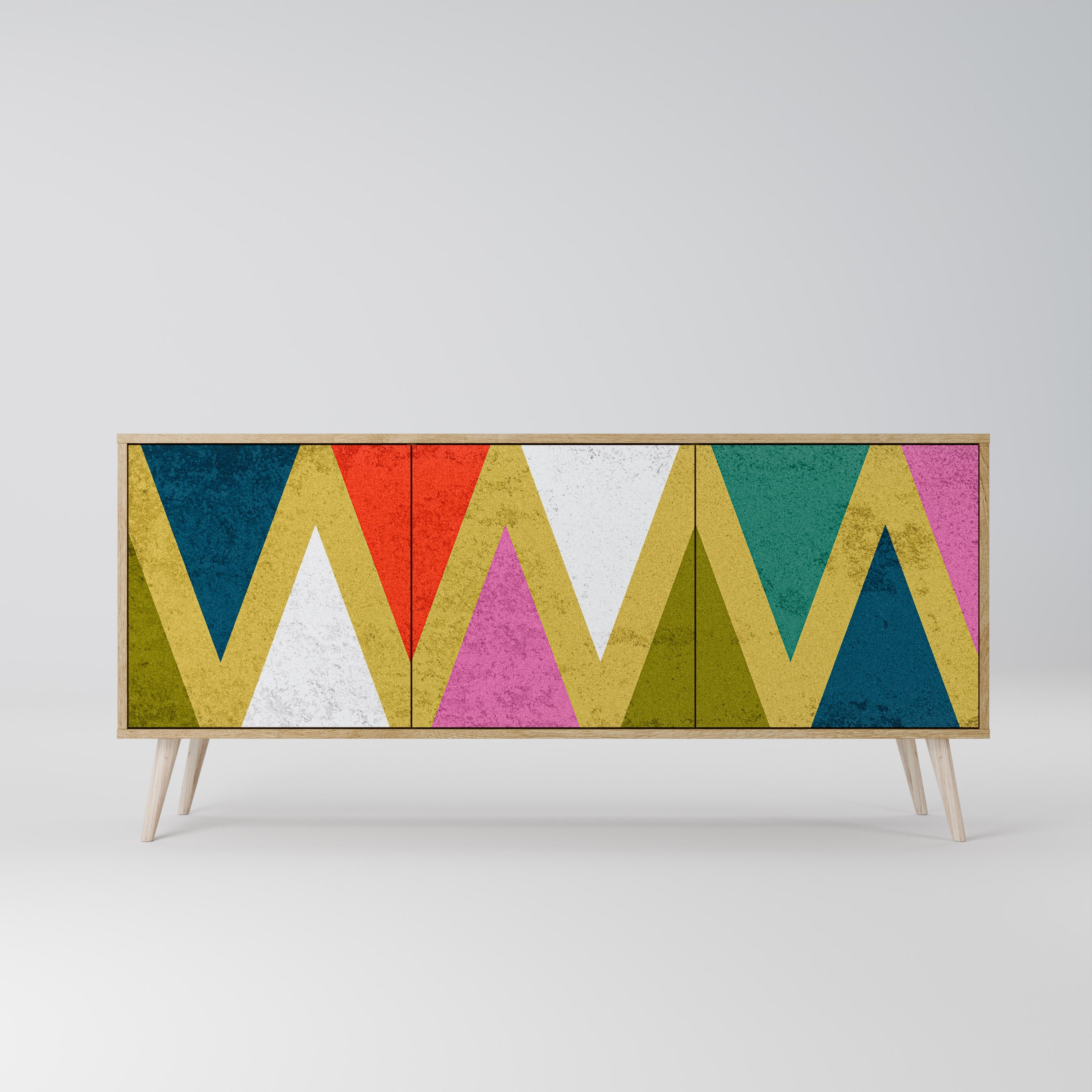 Μπουφές 3 θυρών COLORFUL TRIANGLES σε εφέ δρυός