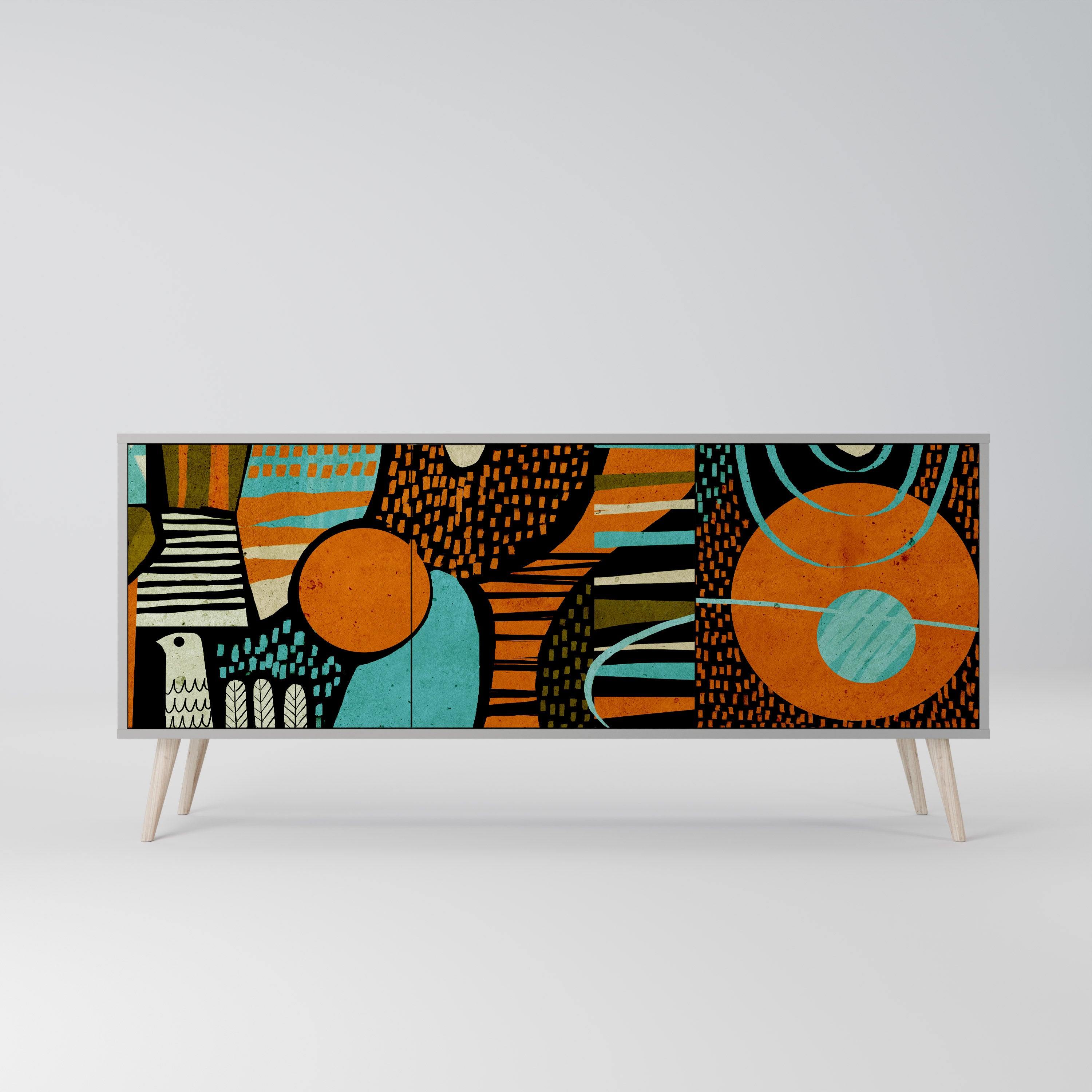 GEODE GLIMMER 3-Door Sideboard in Grey Finish