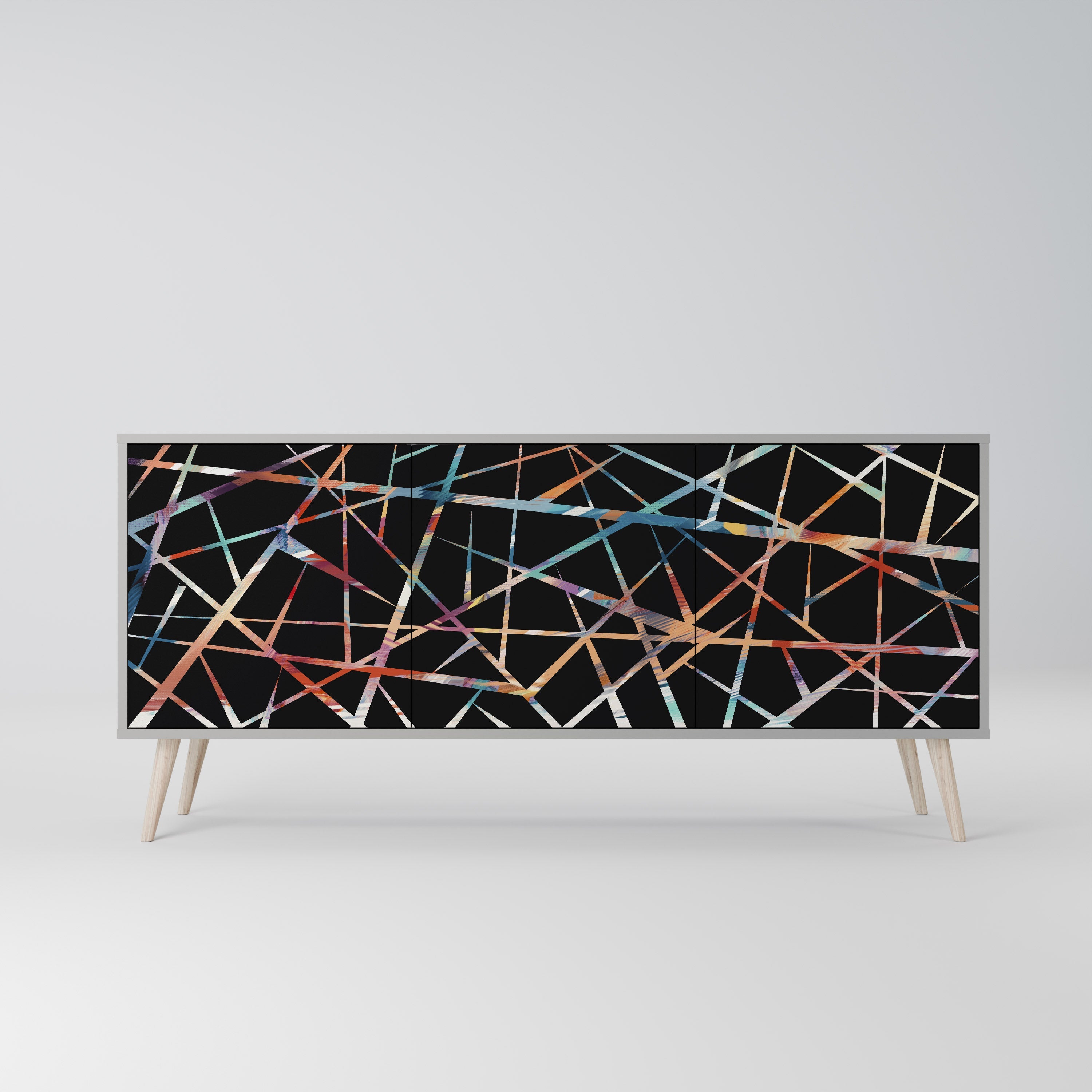 POLYGON VERVE 3-Door Sideboard in Grey Finish