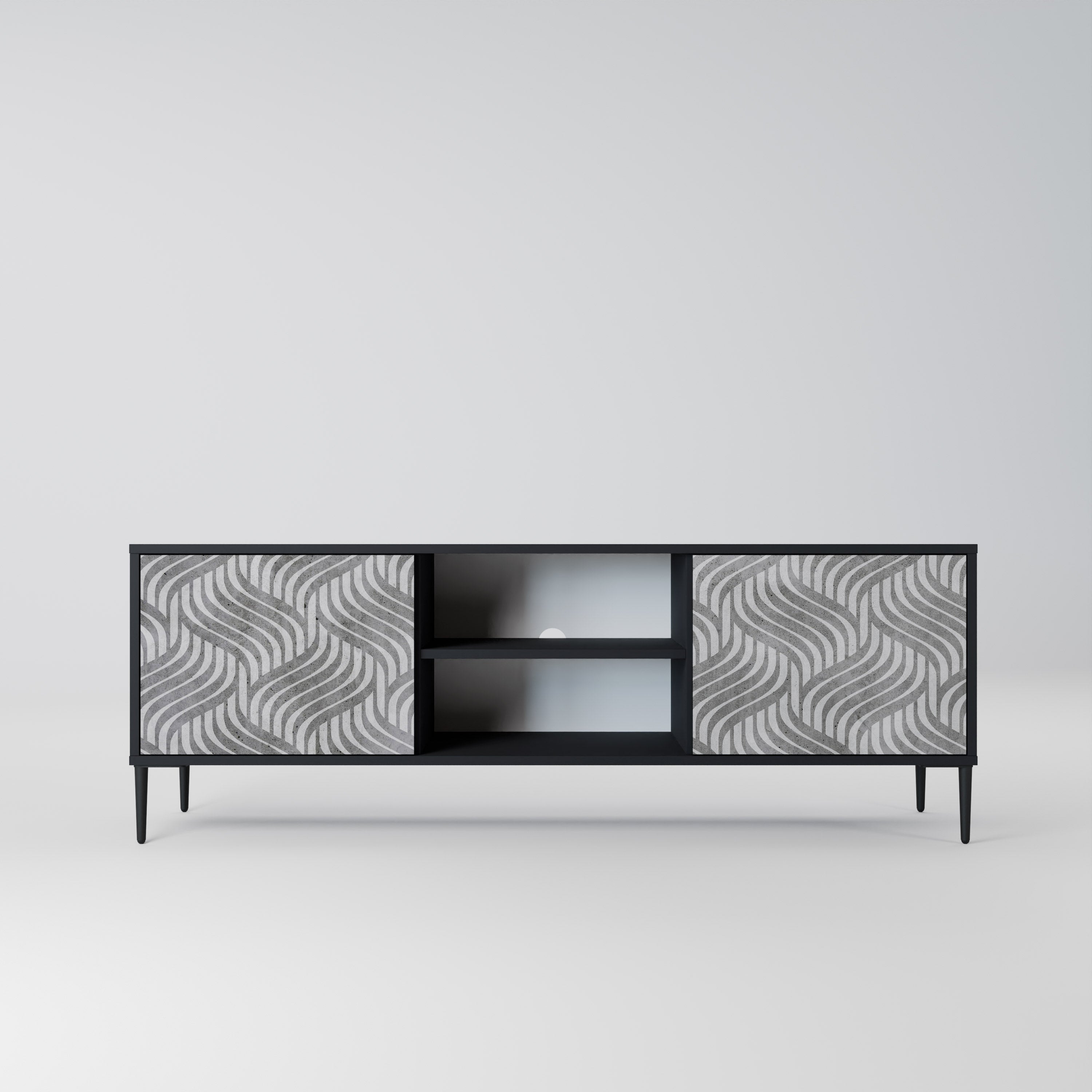 CONCRETE MOVEMENT 2-Door TV Stand in Black Finish
