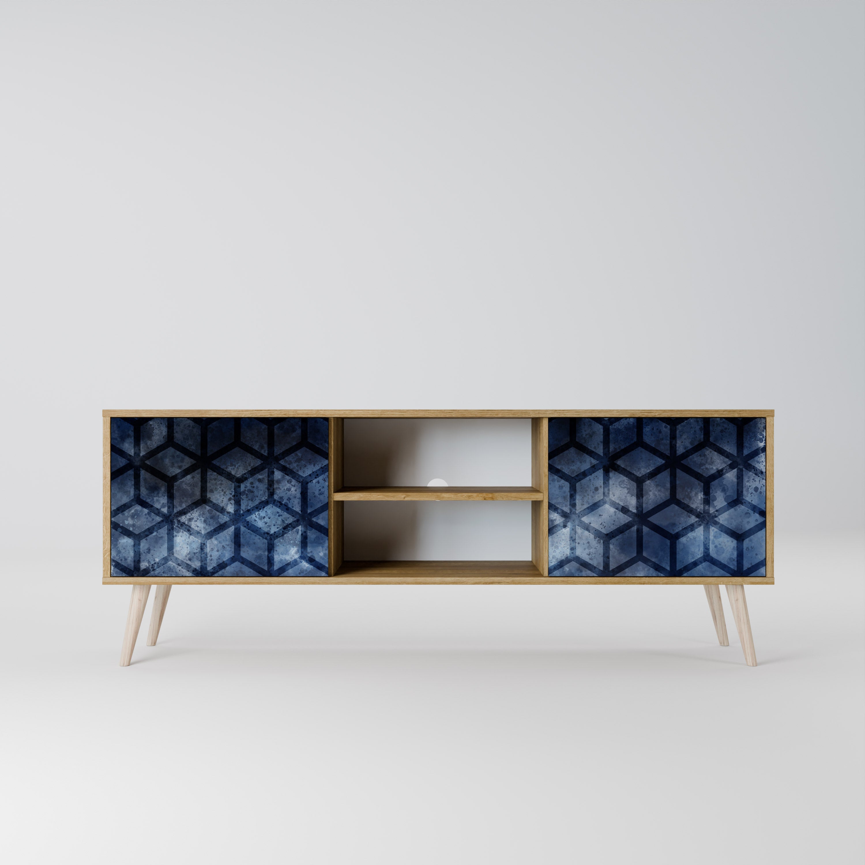 CUBIC MIST 2-Door TV Stand in Oak Effect