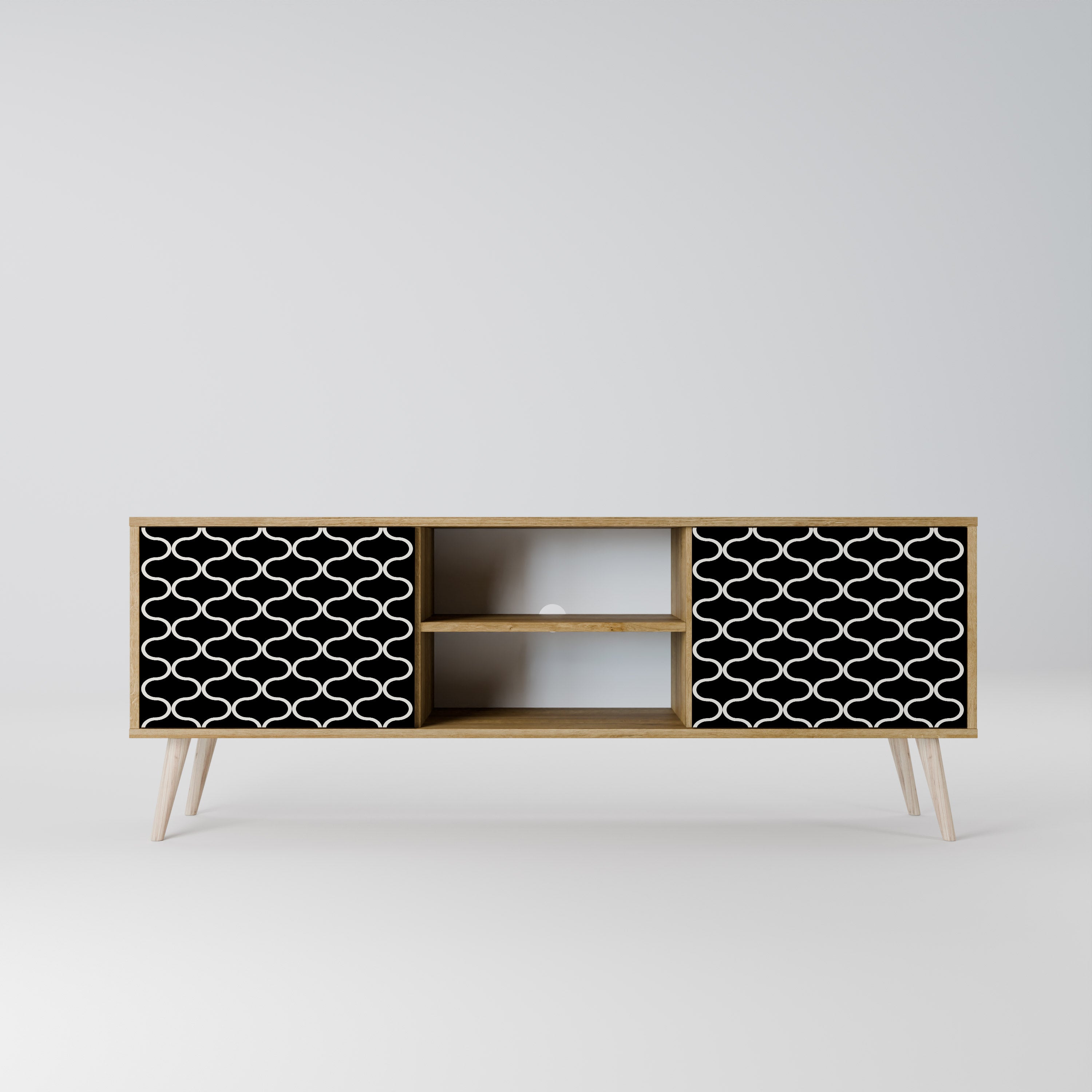 TESSELATED BLACKNESS 2-Door TV Stand in Oak Effect