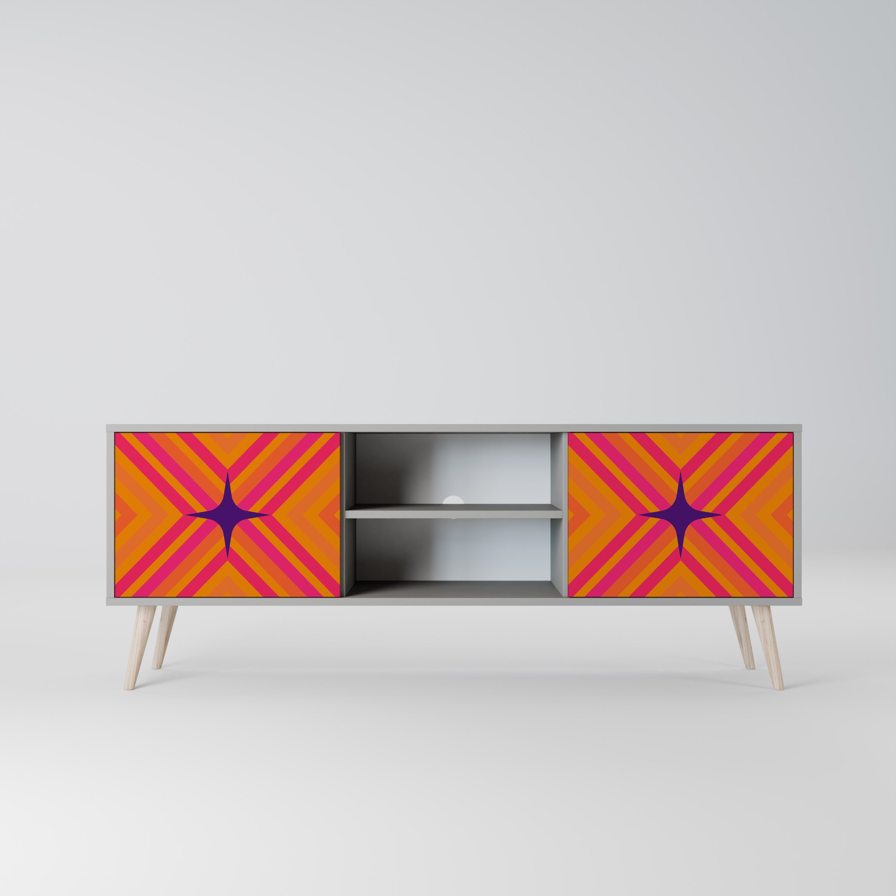 Βάση τηλεόρασης GEOMETRIC BRILLIANCE με 2 πόρτες σε γκρι φινίρισμα