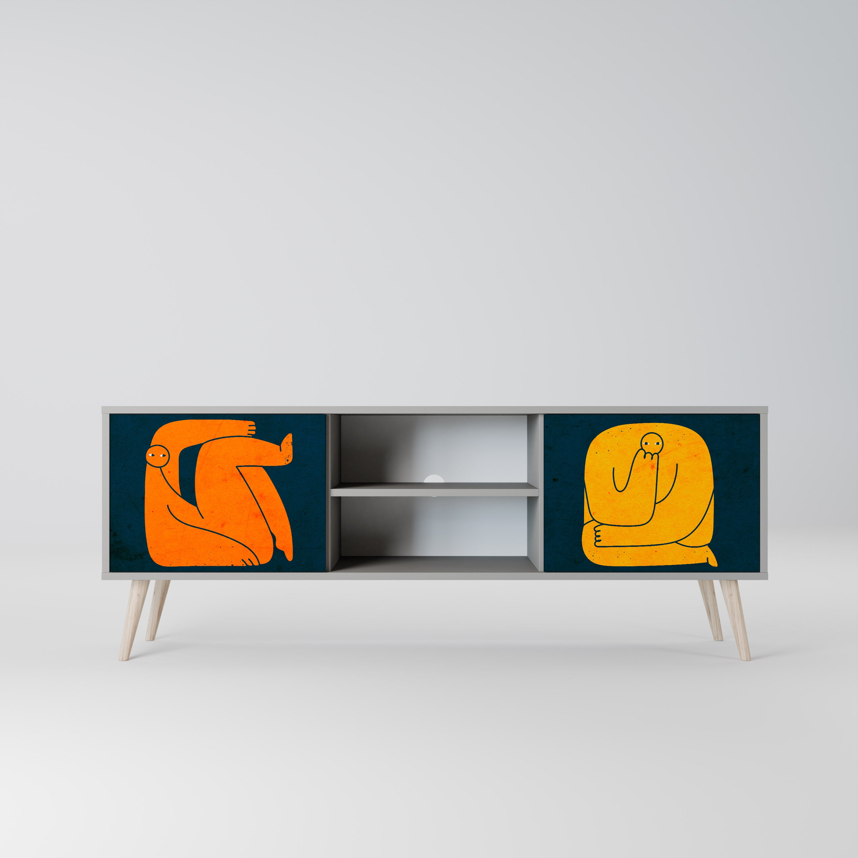 TOGETHER BUT SEPARATELY 2-Door TV Stand in Grey Finish