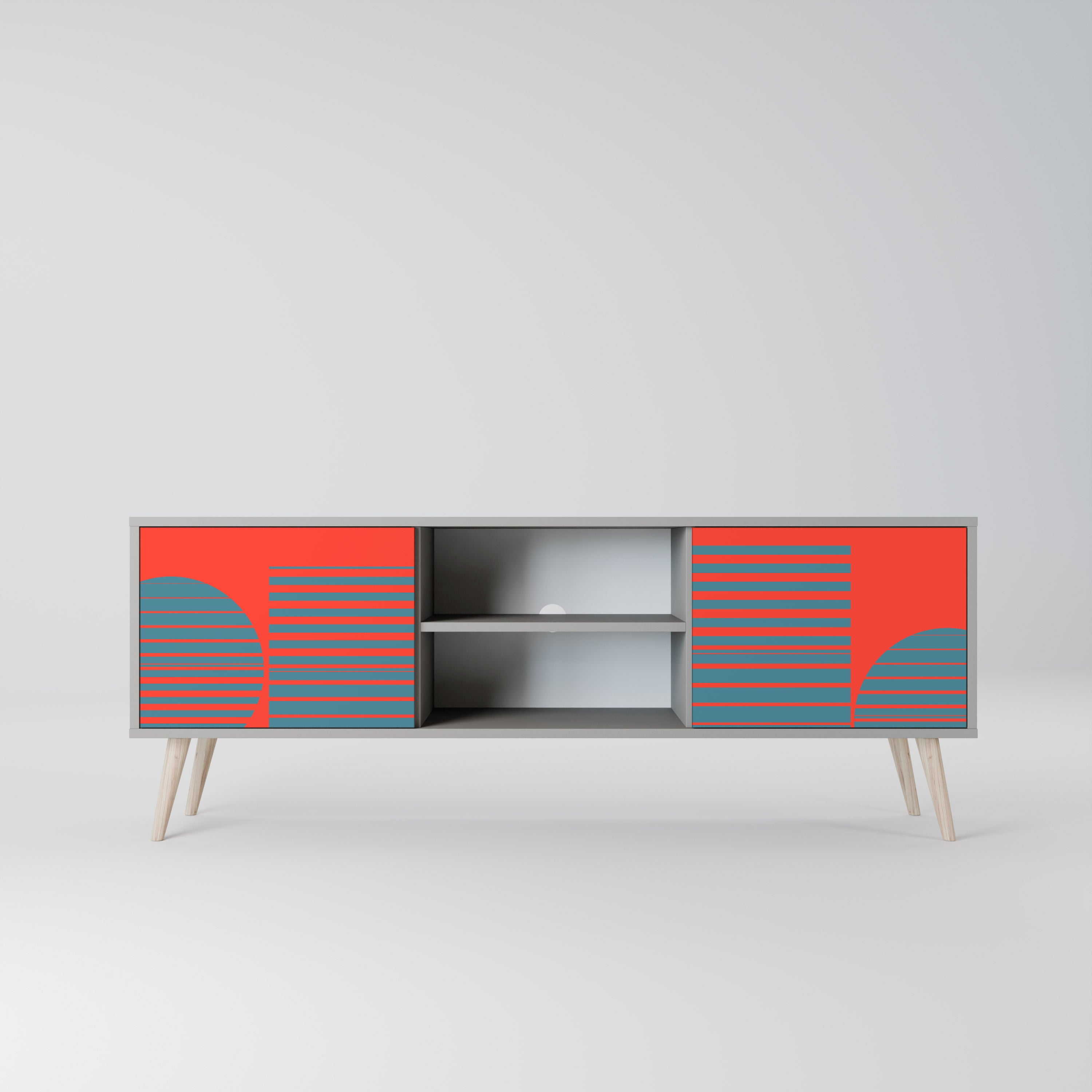RISING GEOMETRY STARS 2-Door TV Stand in Grey Finish