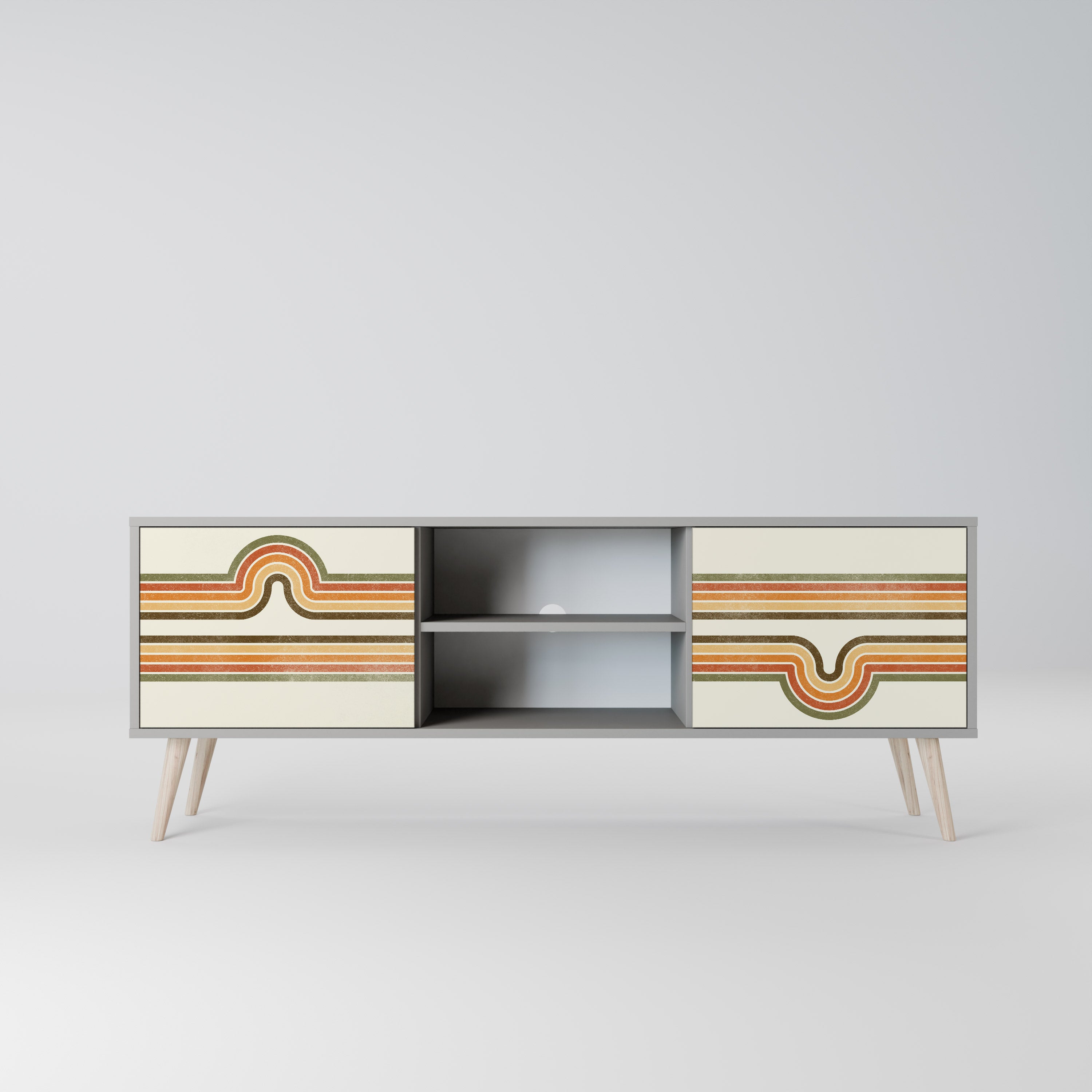 EXCEPTIONAL STREAM 2-Door TV Stand in Grey Finish