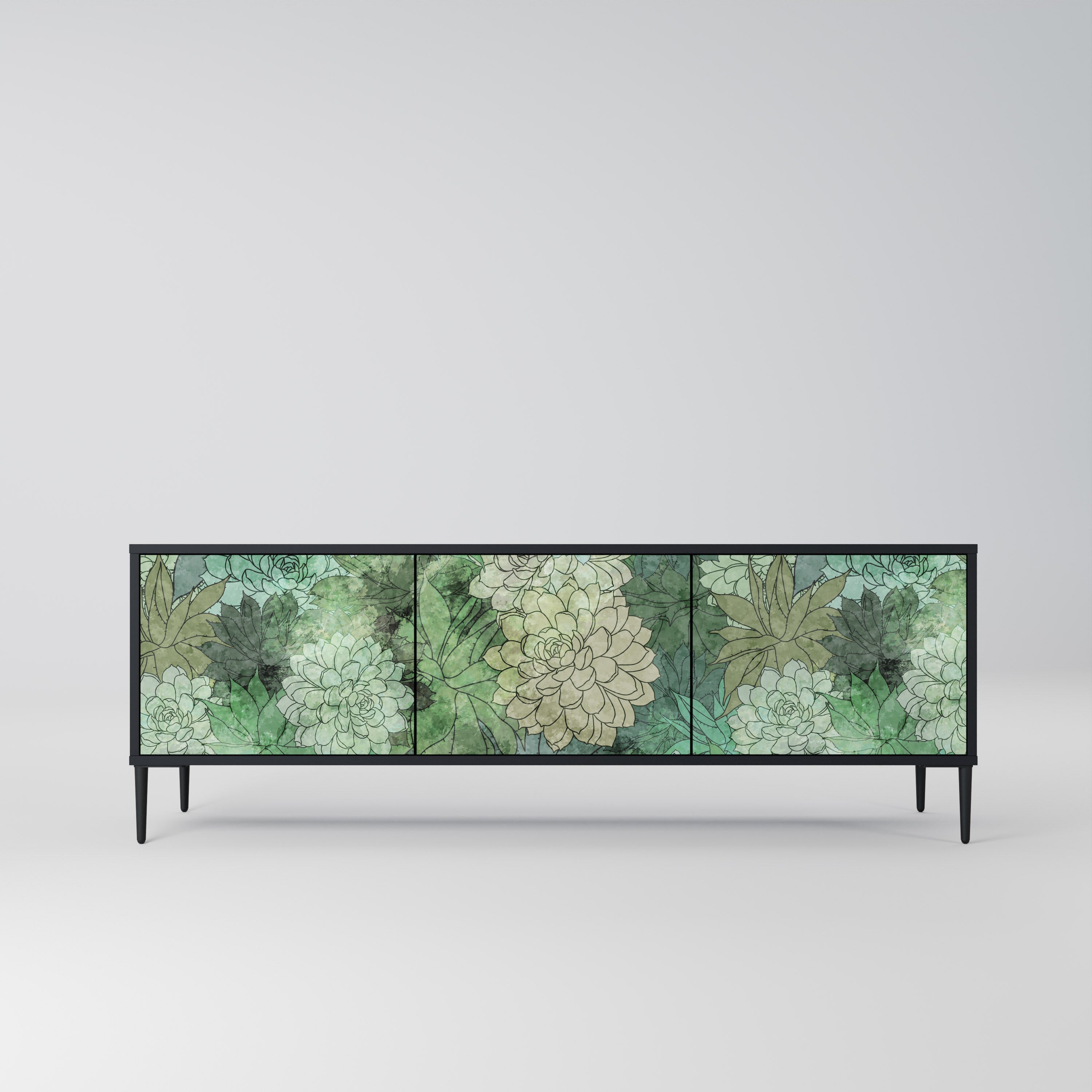 Βάση τηλεόρασης SUCCULENT CLUSTER 3 θυρών σε μαύρο φινίρισμα