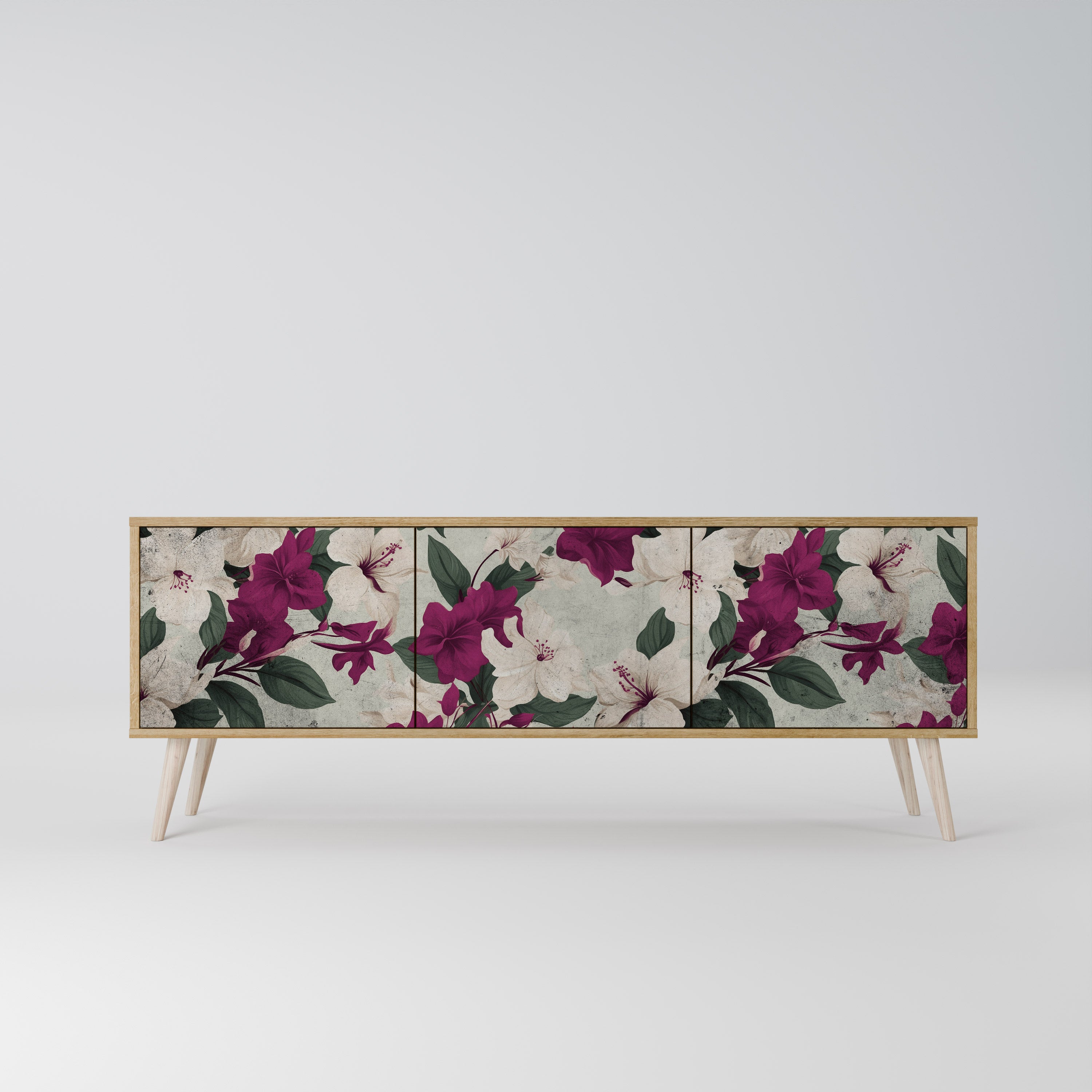 FLOWERET DREAM 3-Door TV Stand in Oak Effect