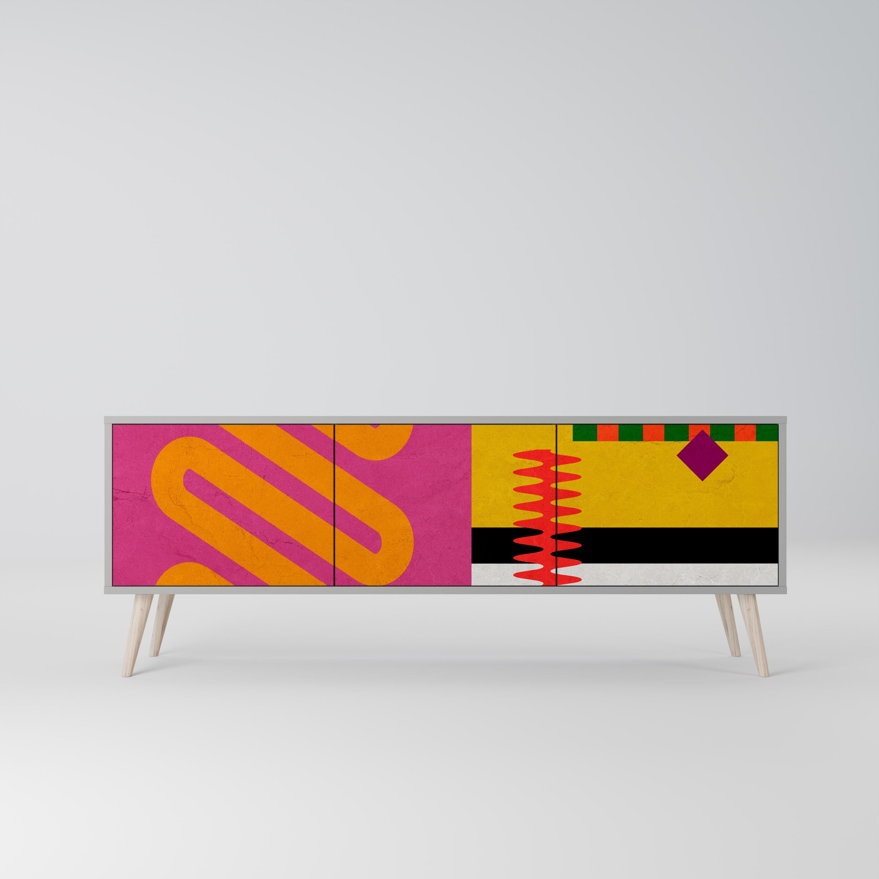 Βάση τηλεόρασης VIVID ART 3 θυρών σε γκρι φινίρισμα