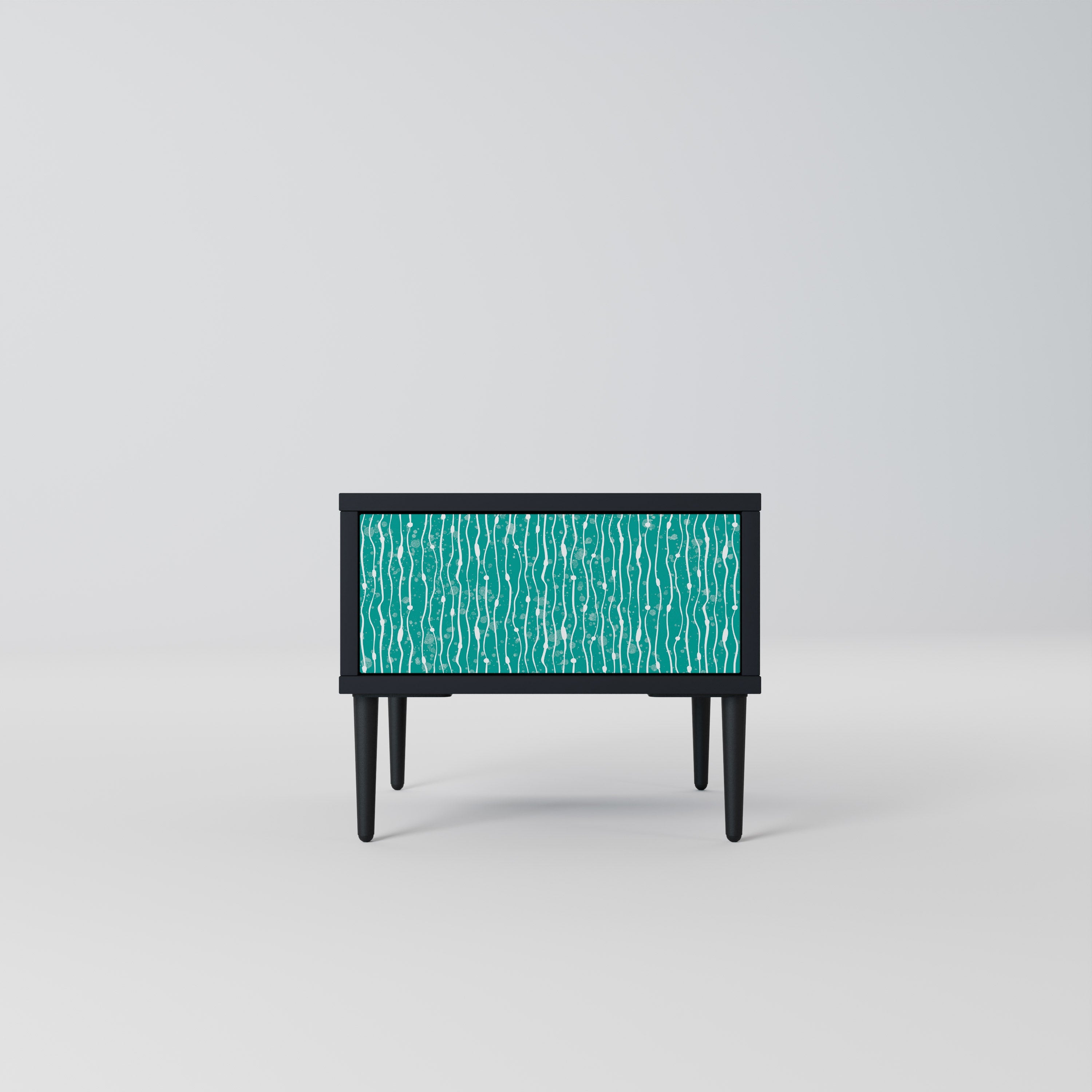Κομοδίνο TURQUOISE RAIN σε μαύρο φινίρισμα