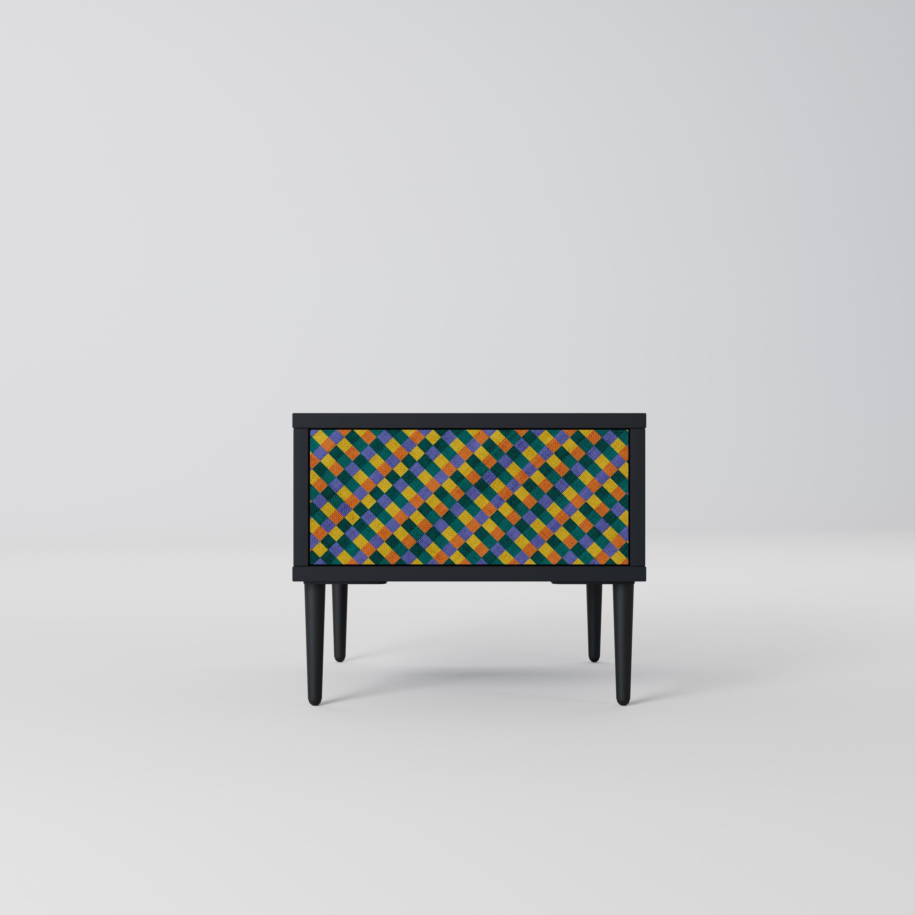 Κομοδίνο PAINTED SQUARES MIX σε μαύρο φινίρισμα
