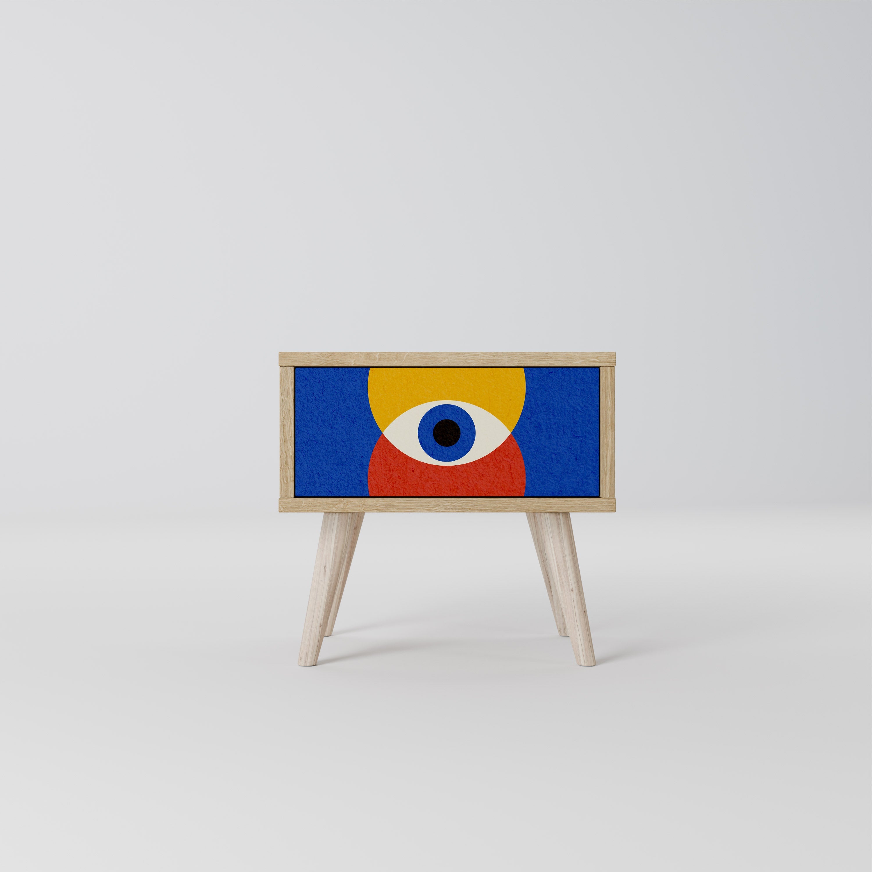 Κομοδίνο GEOMETRIC EYES σε χρώμα δρυός