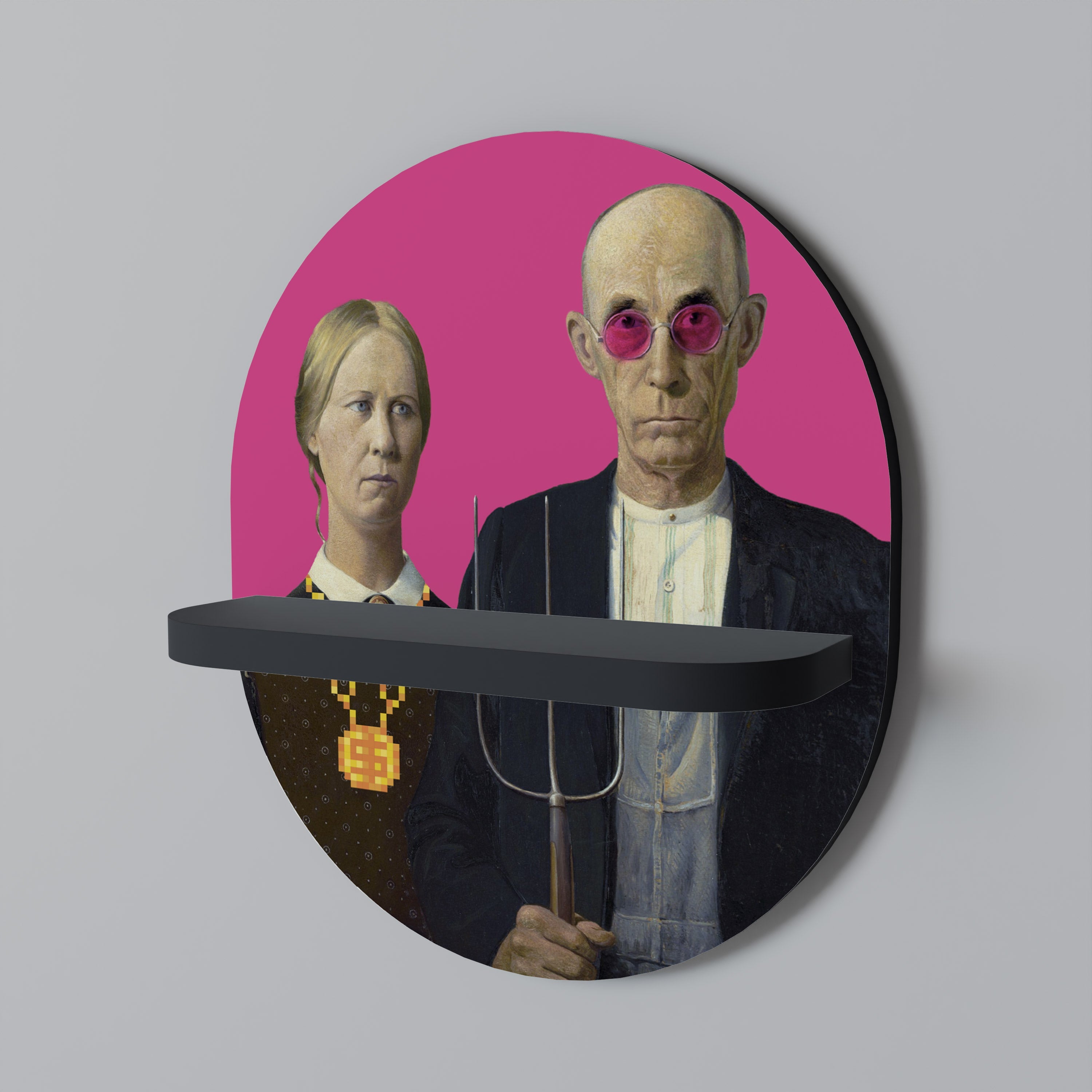 Οβάλ Ράφι Τέχνης AMERICAN GOTHIC BLING σε Μαύρο Φινίρισμα