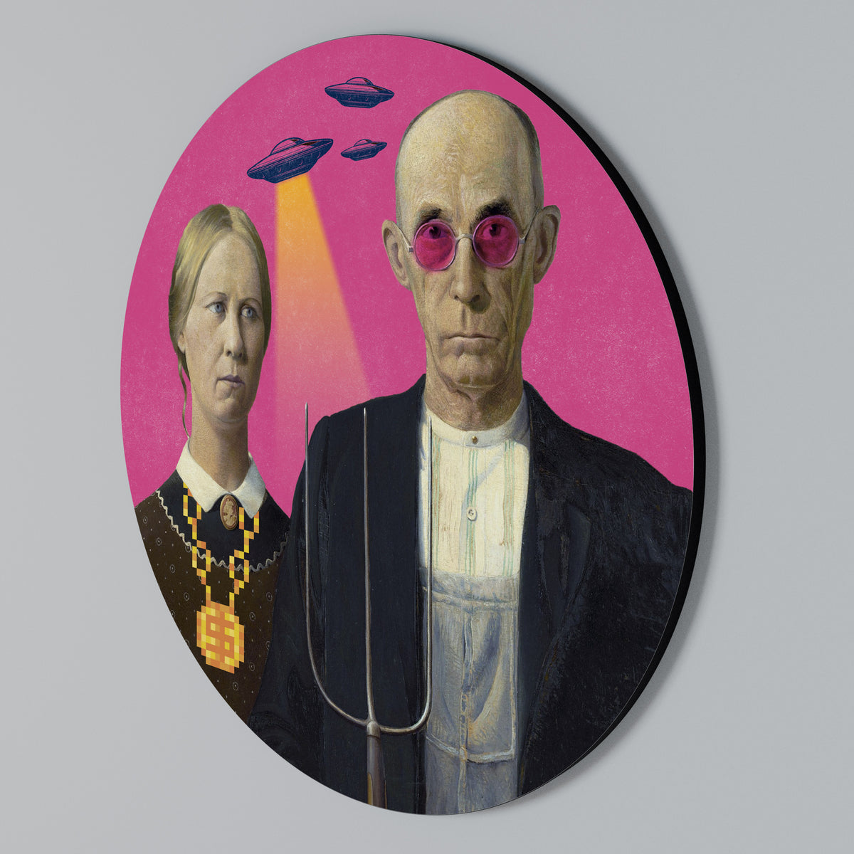 AMERICAN GOTHIC ALIEN Στρογγυλός πίνακας ζωγραφικής