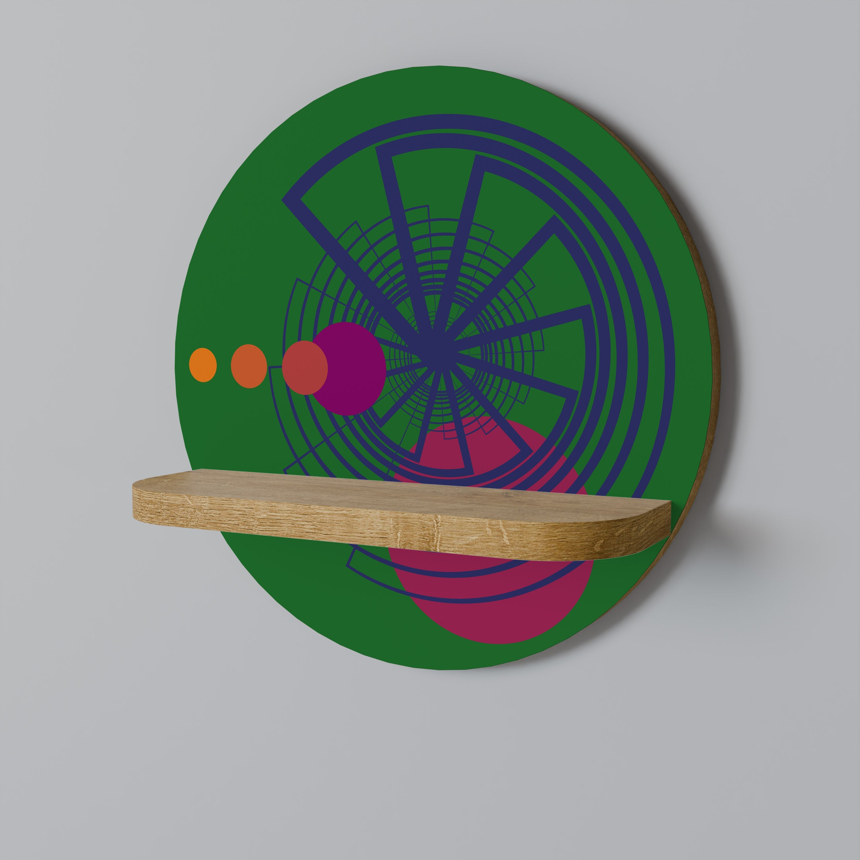 Στρογγυλό ράφι τέχνης VIVID COLORWHEEL σε εφέ δρυός