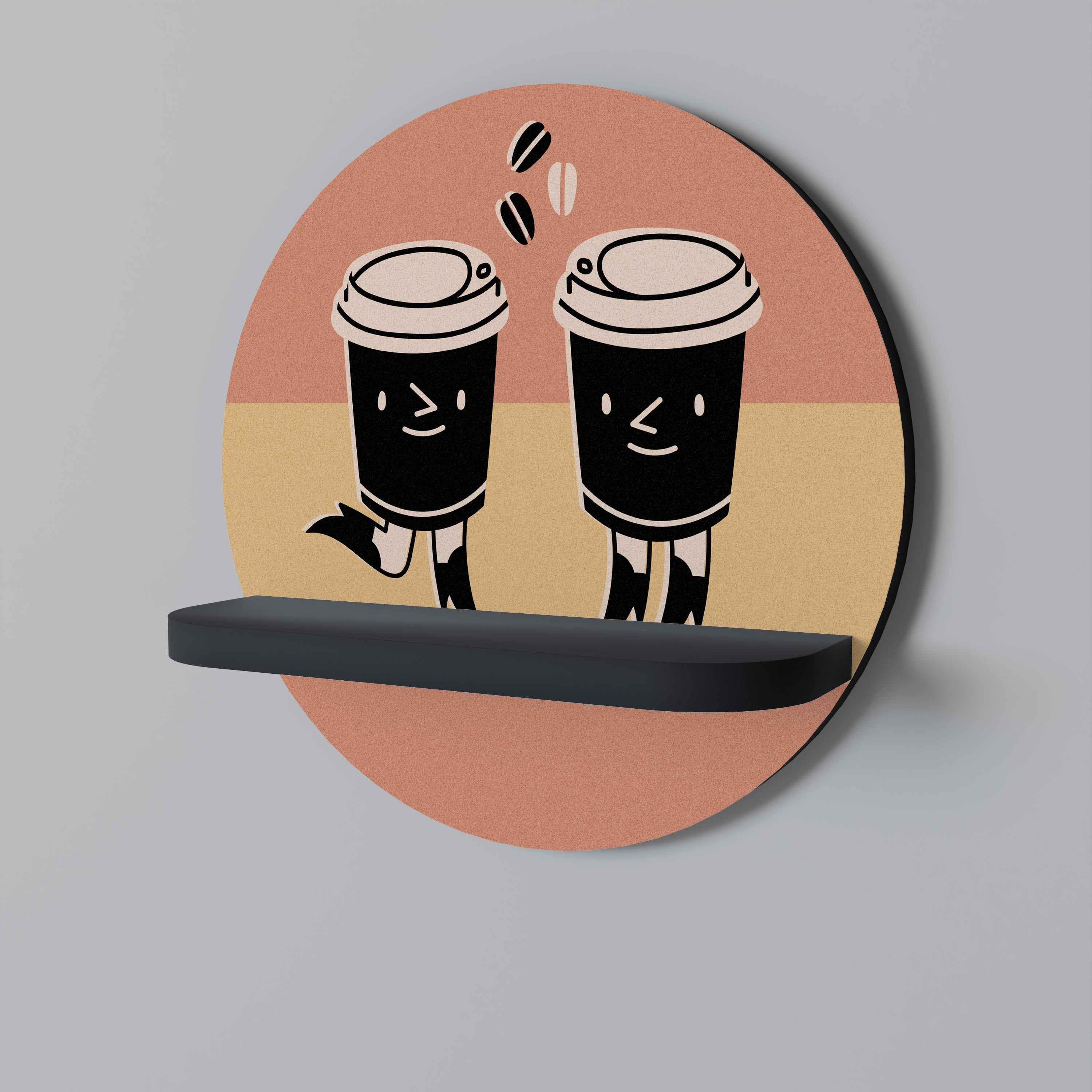 Στρογγυλό ράφι JOYFUL COFFEE σε μαύρο φινίρισμα