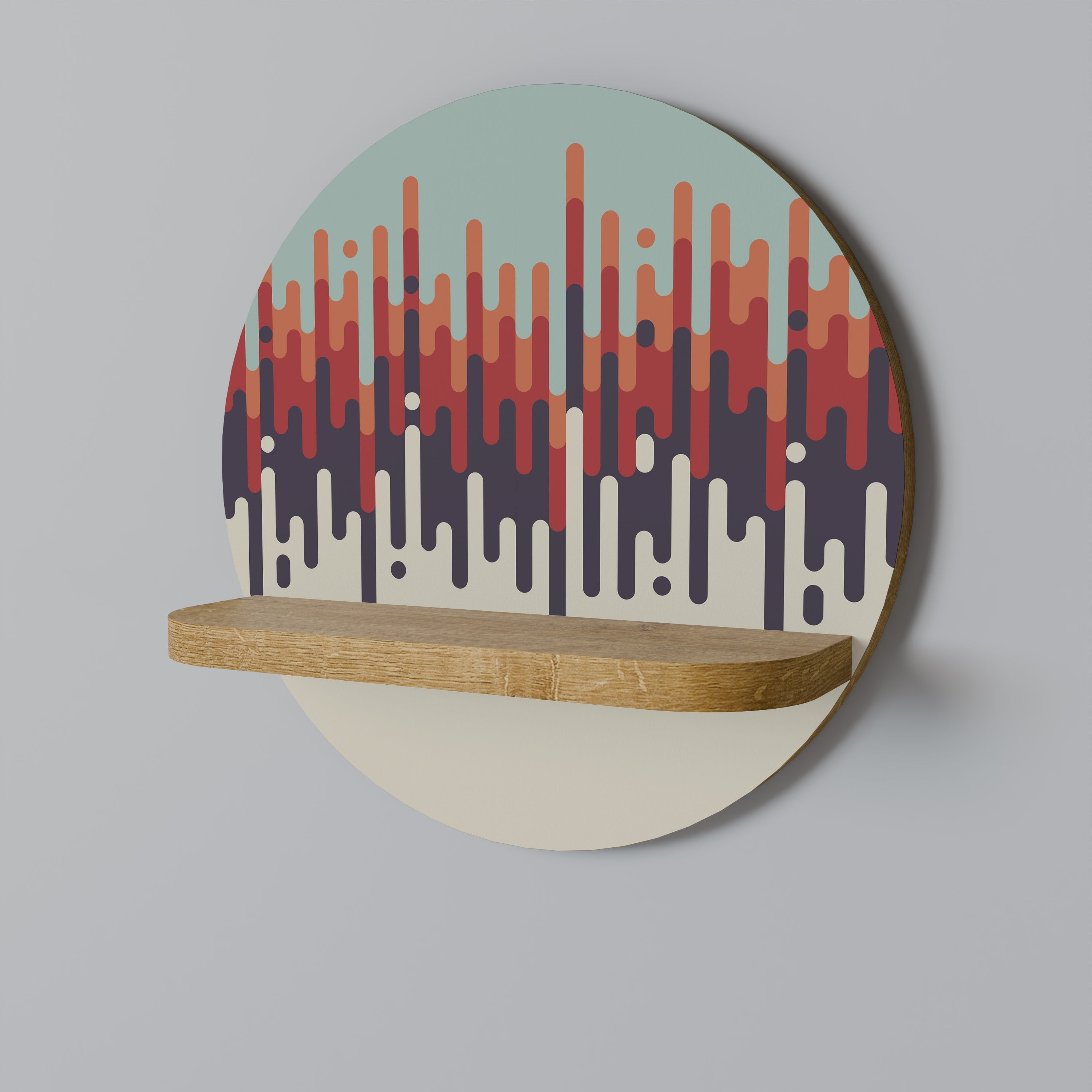 CHROMA CONTOURS Round Art Shelf In Oak Effect