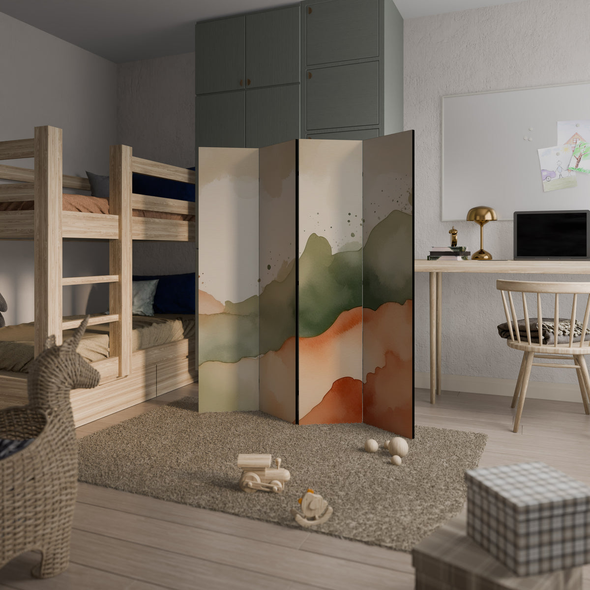 WATERCOLOUR PEAKS 4-Panel Room Divider