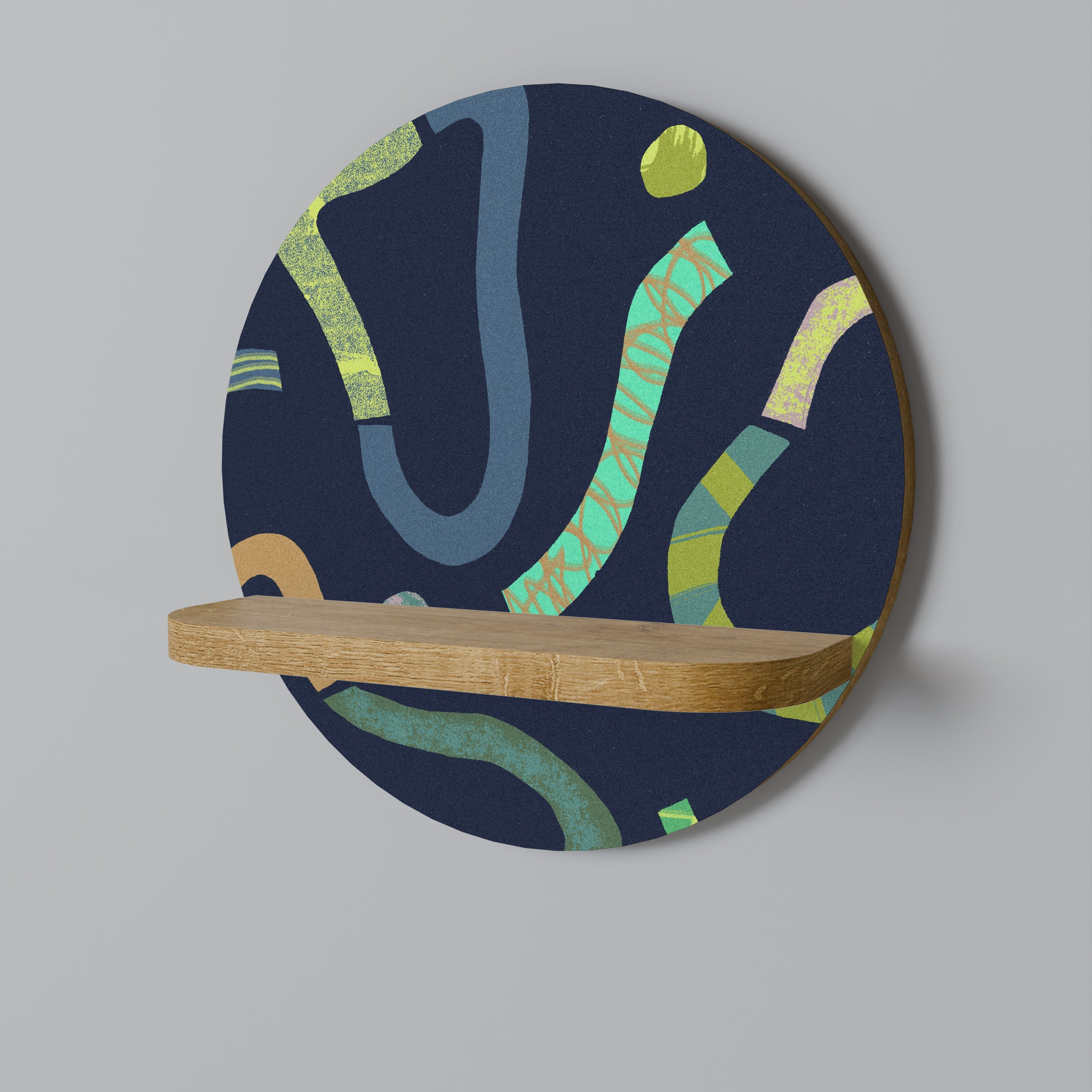 CONTRAST DANCE Round Art Shelf In Oak Effect