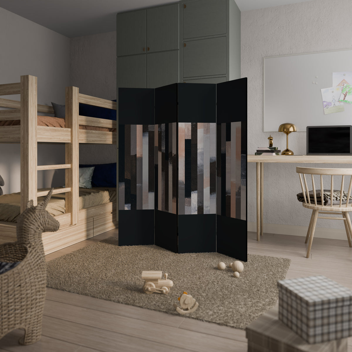 COLLAGE OF RECTANGLES 4-Panel Room Divider