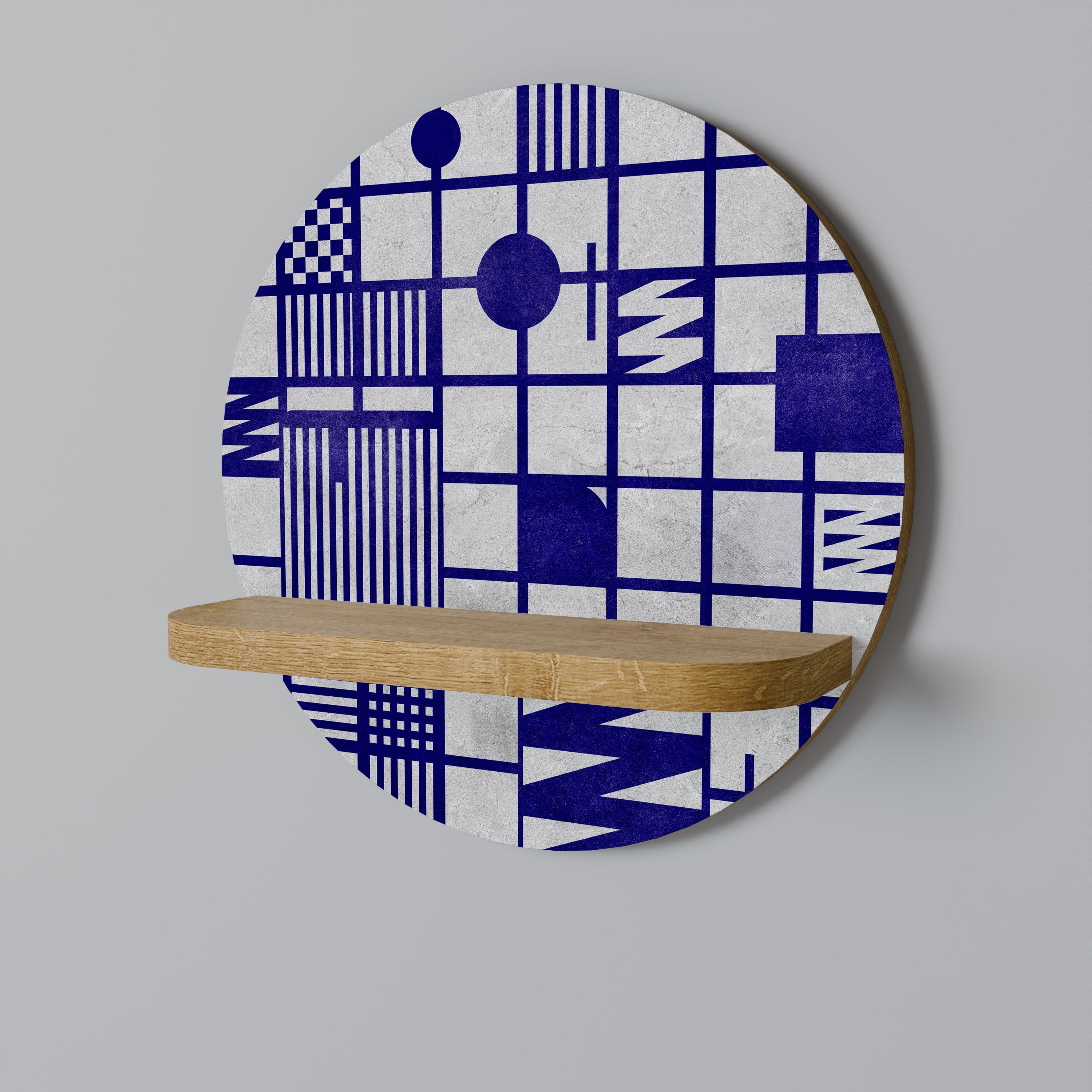 THE RIGHT PLACES Round Art Shelf In Oak Effect