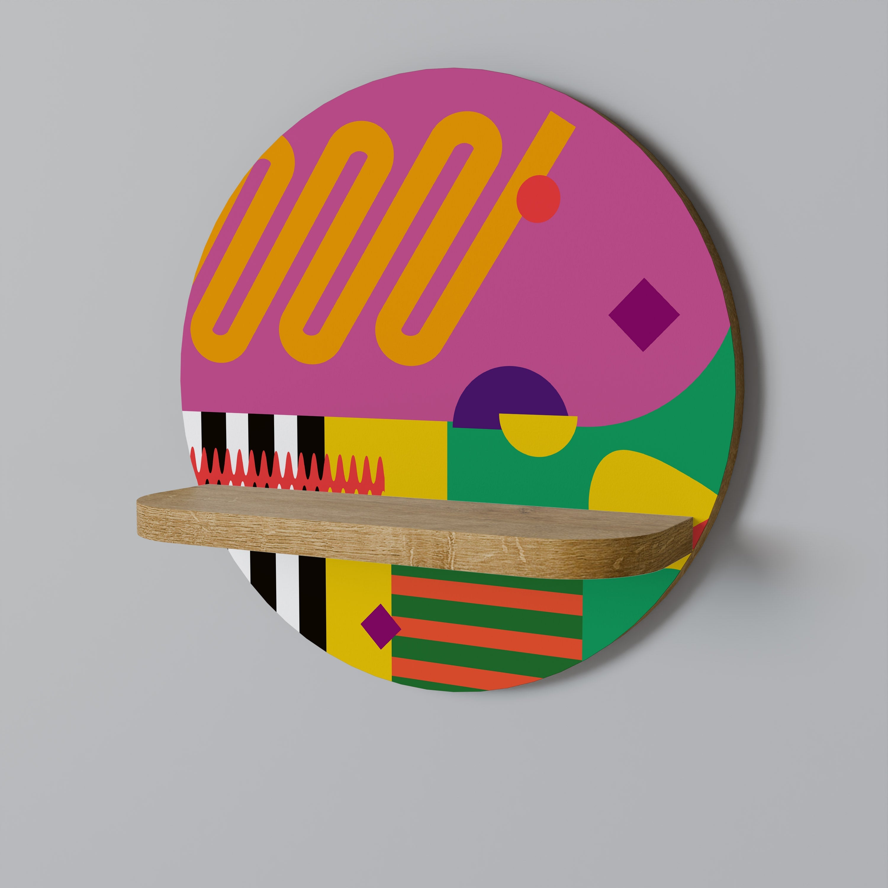 VIVID ART Round Art Shelf In Oak Effect