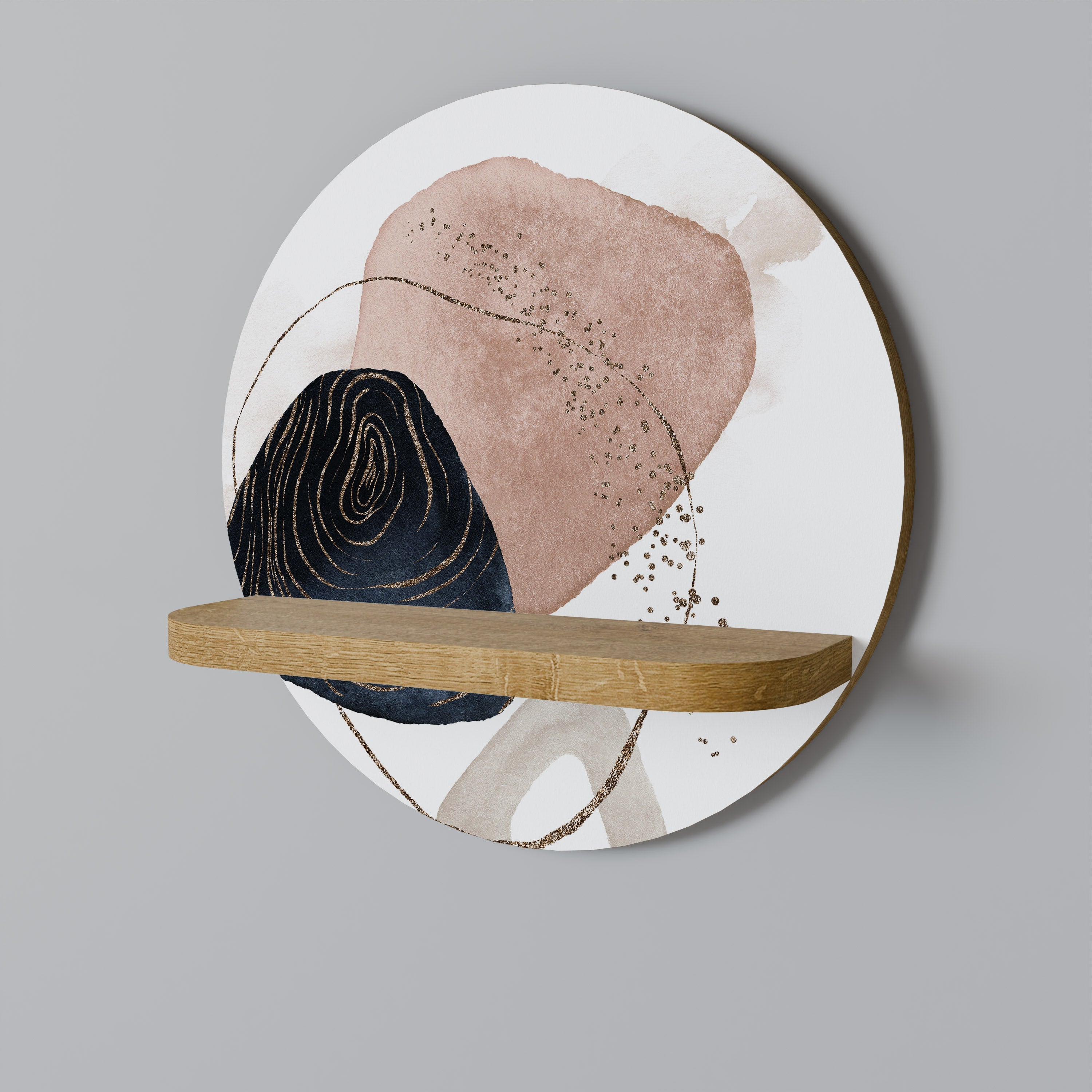 COLORFUL SHAPES Round Art Shelf In Oak Effect