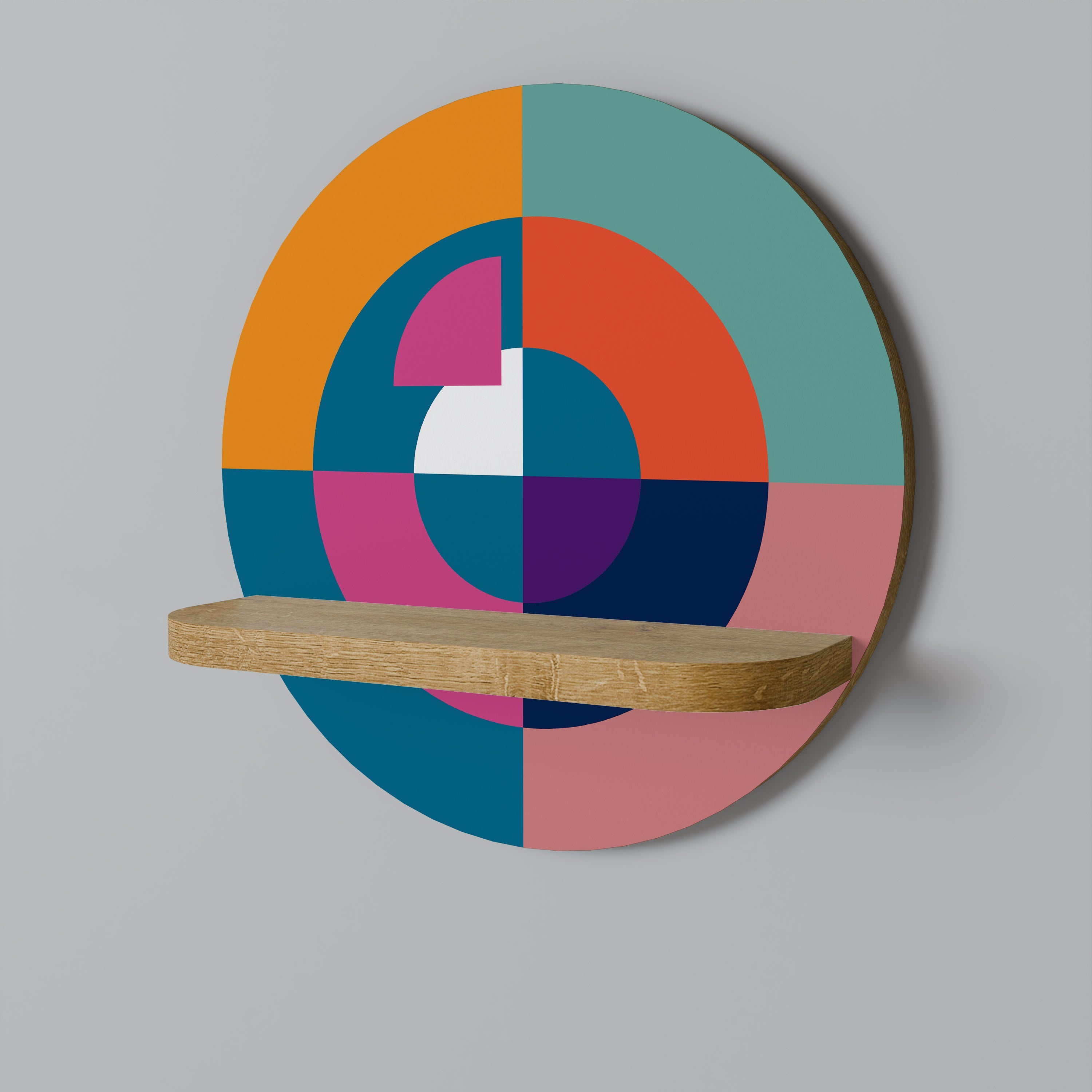 CREATING TOGETHER Round Art Shelf In Oak Effect