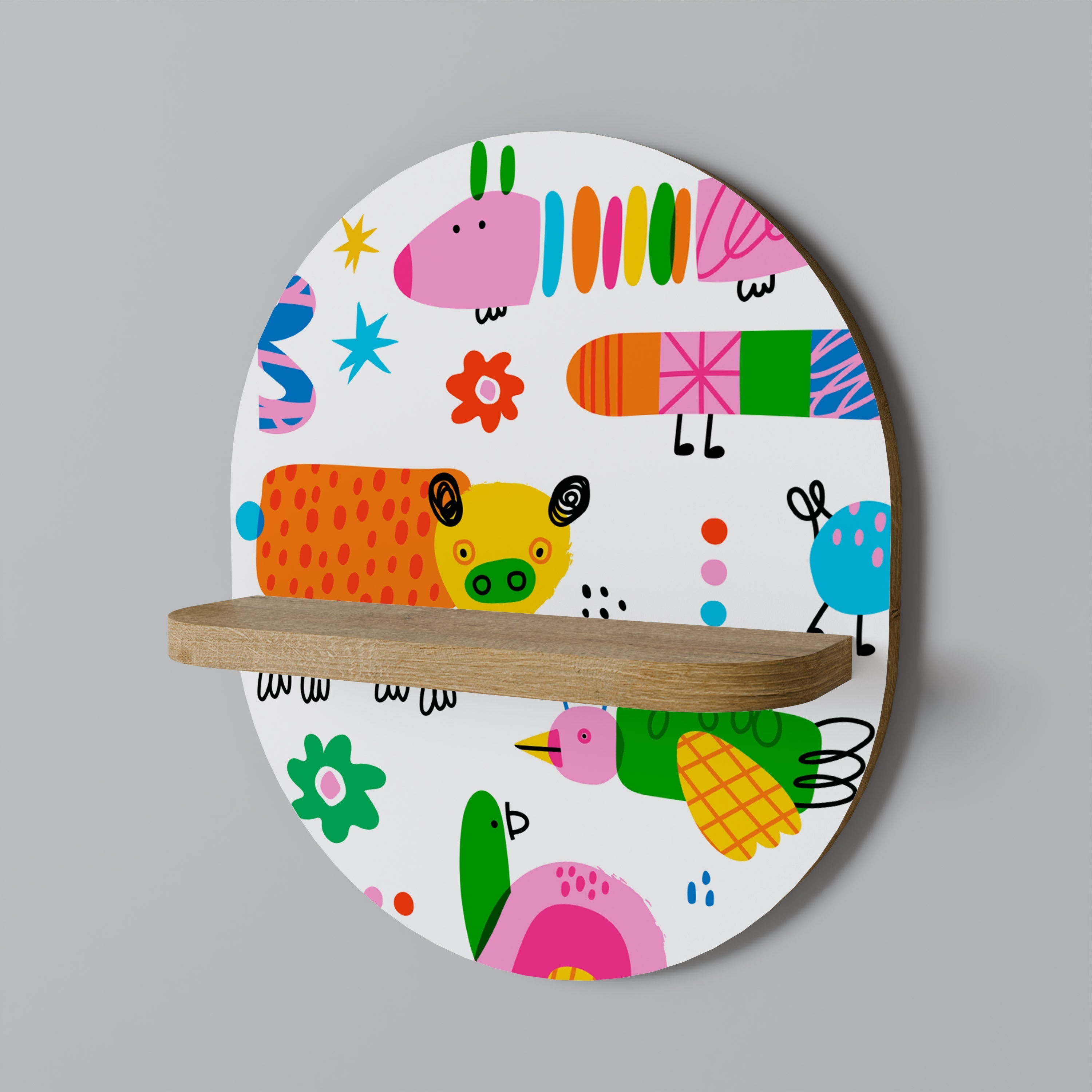 POWER OF IMAGINATION Oval Art Shelf In Oak Effect