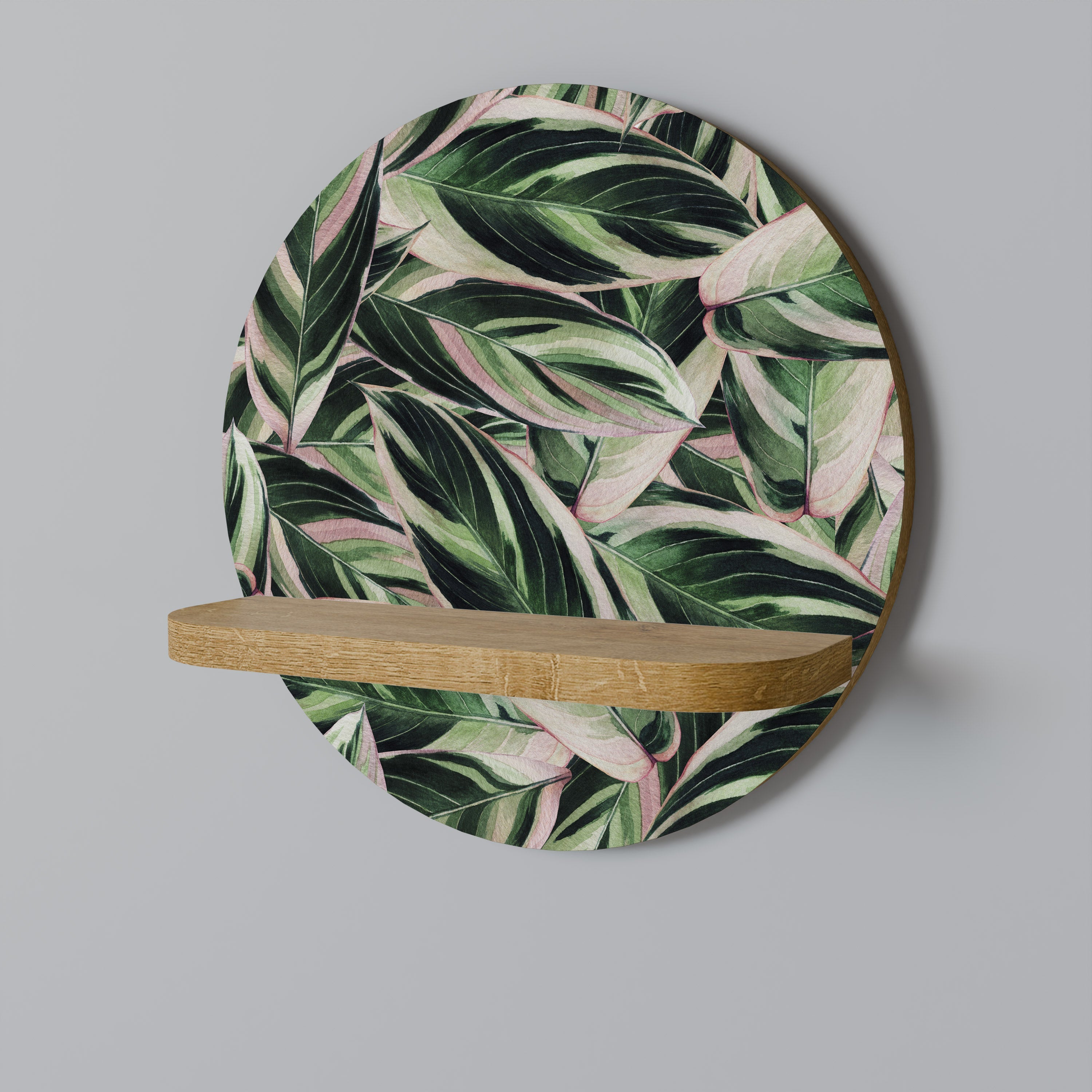 EERIE STROMANTHE Round Art Shelf In Oak Effect