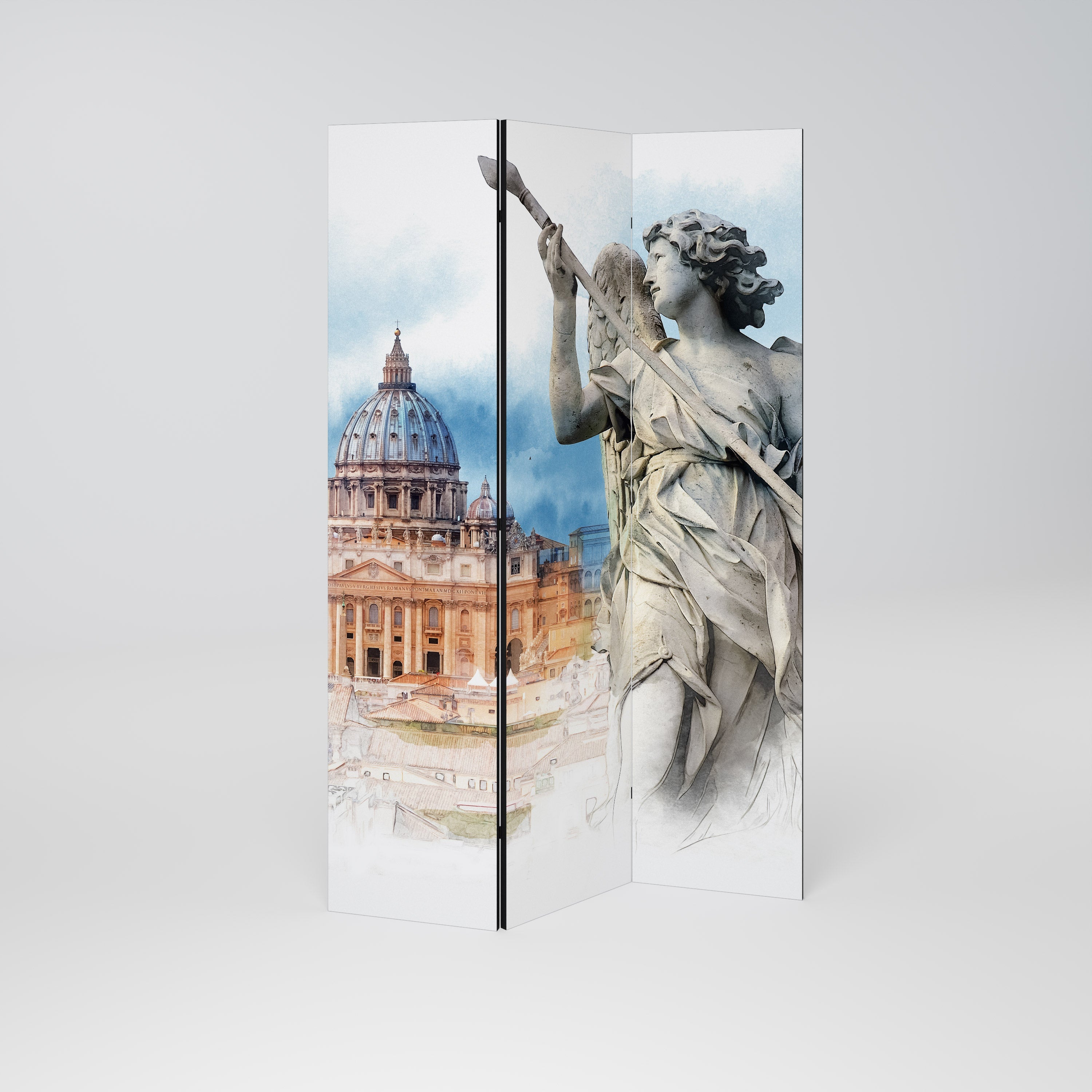 MYSTICAL CITYSCAPE RELIC Decorative 3-Panel Room Divider