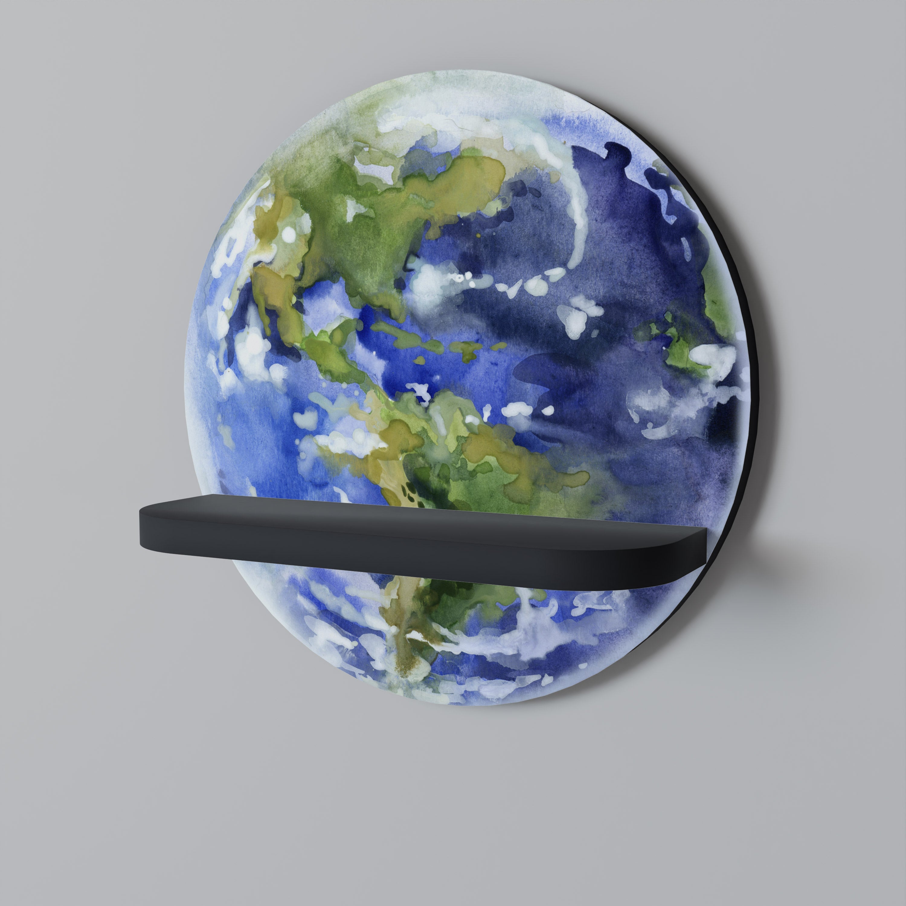 Στρογγυλό ράφι τέχνης EARTH TROOP σε μαύρο φινίρισμα