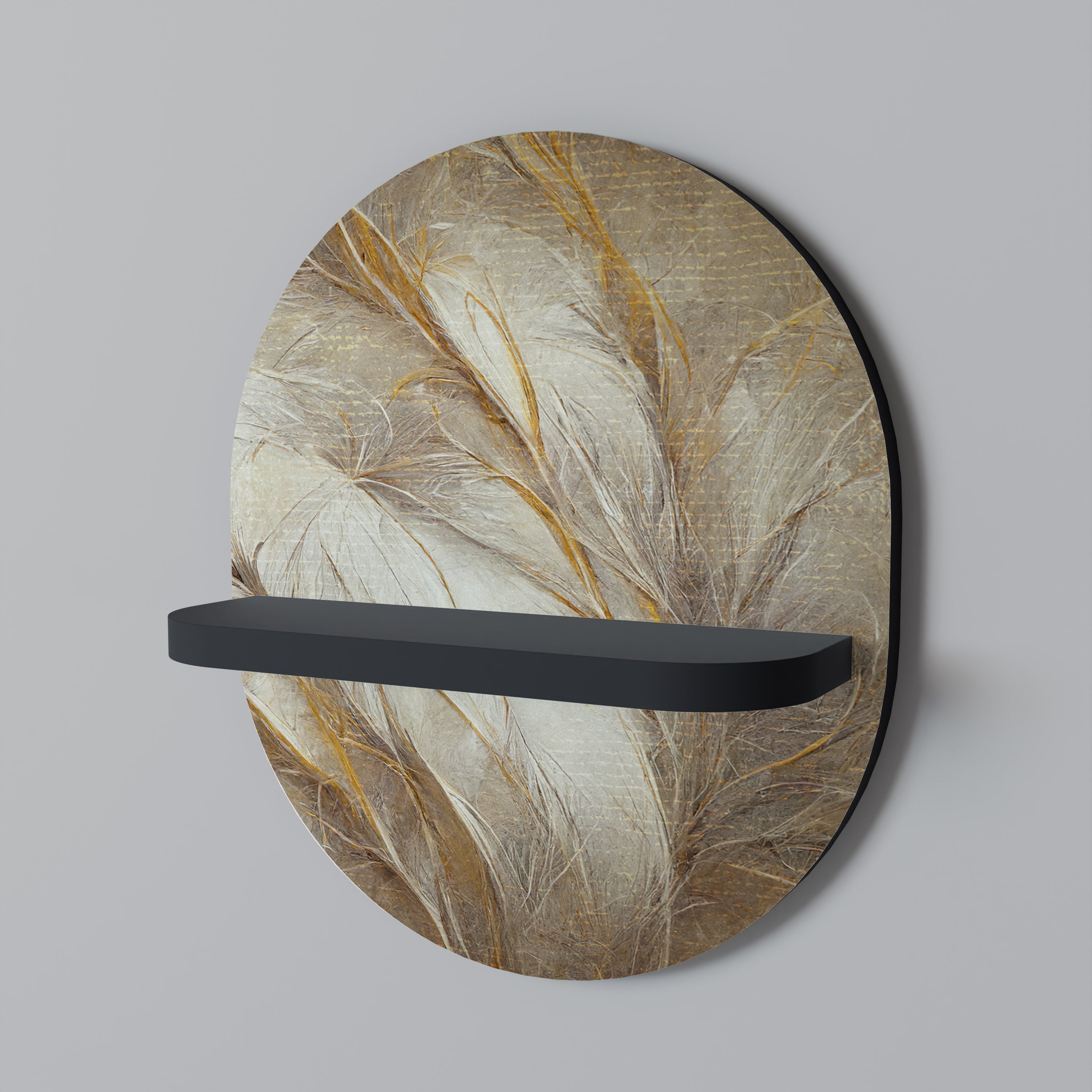 Οβάλ Ράφι Τέχνης SOFT PLUMAGE σε Μαύρο Φινίρισμα
