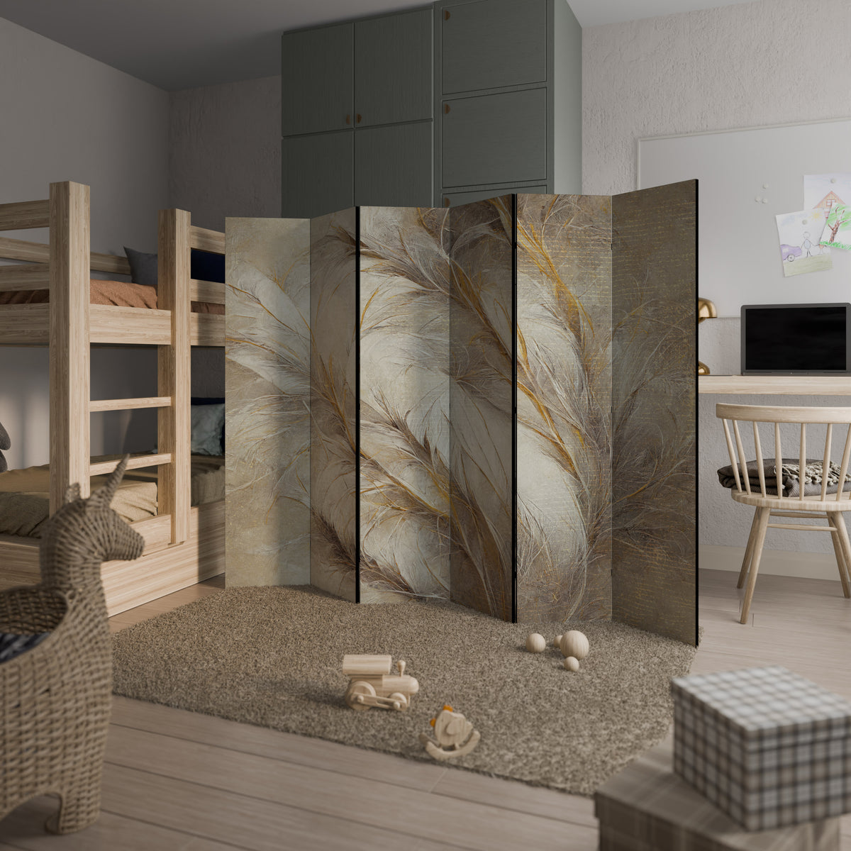 SOFT PLUMAGE 6-Panel Room Divider