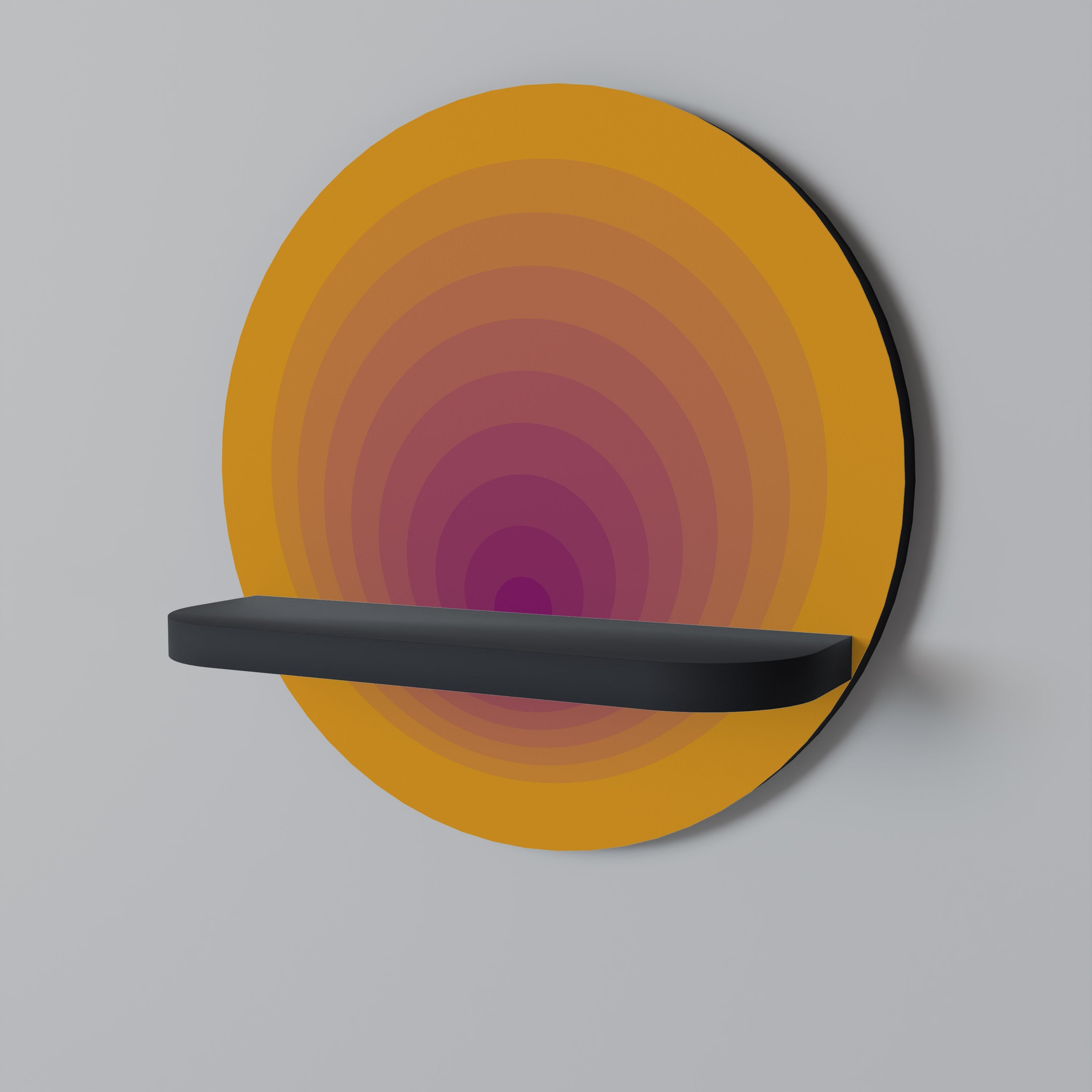 BLUSH GRADIENT Round Art Shelf In Black Finish
