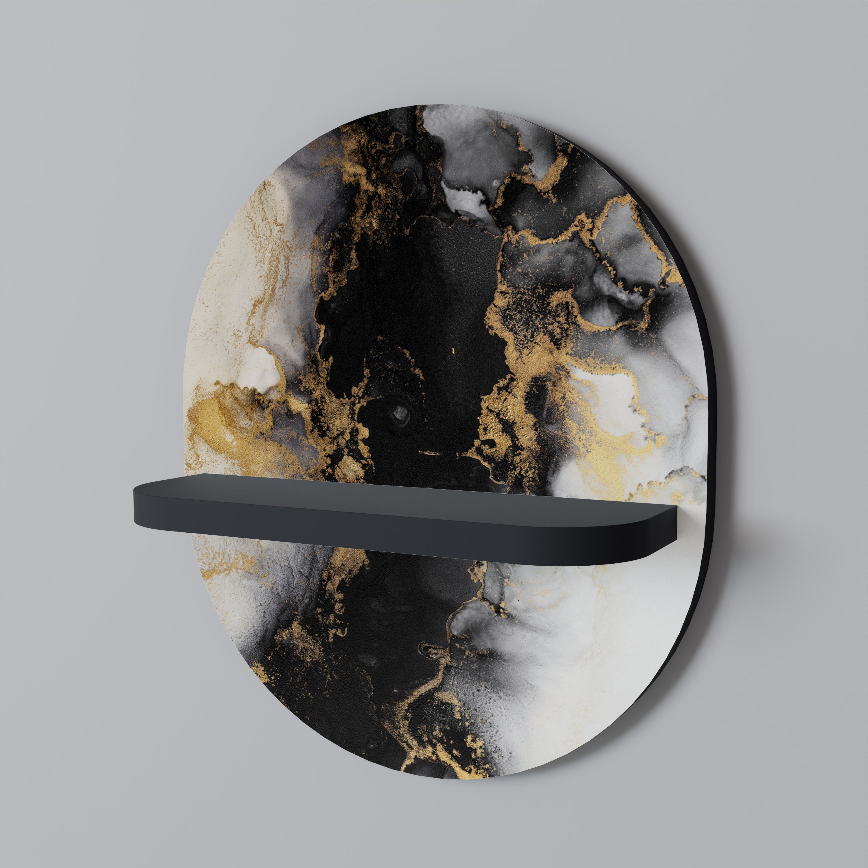 Οβάλ Ράφι Τέχνης MARBLE OF TOMMORROW σε Μαύρο Φινίρισμα