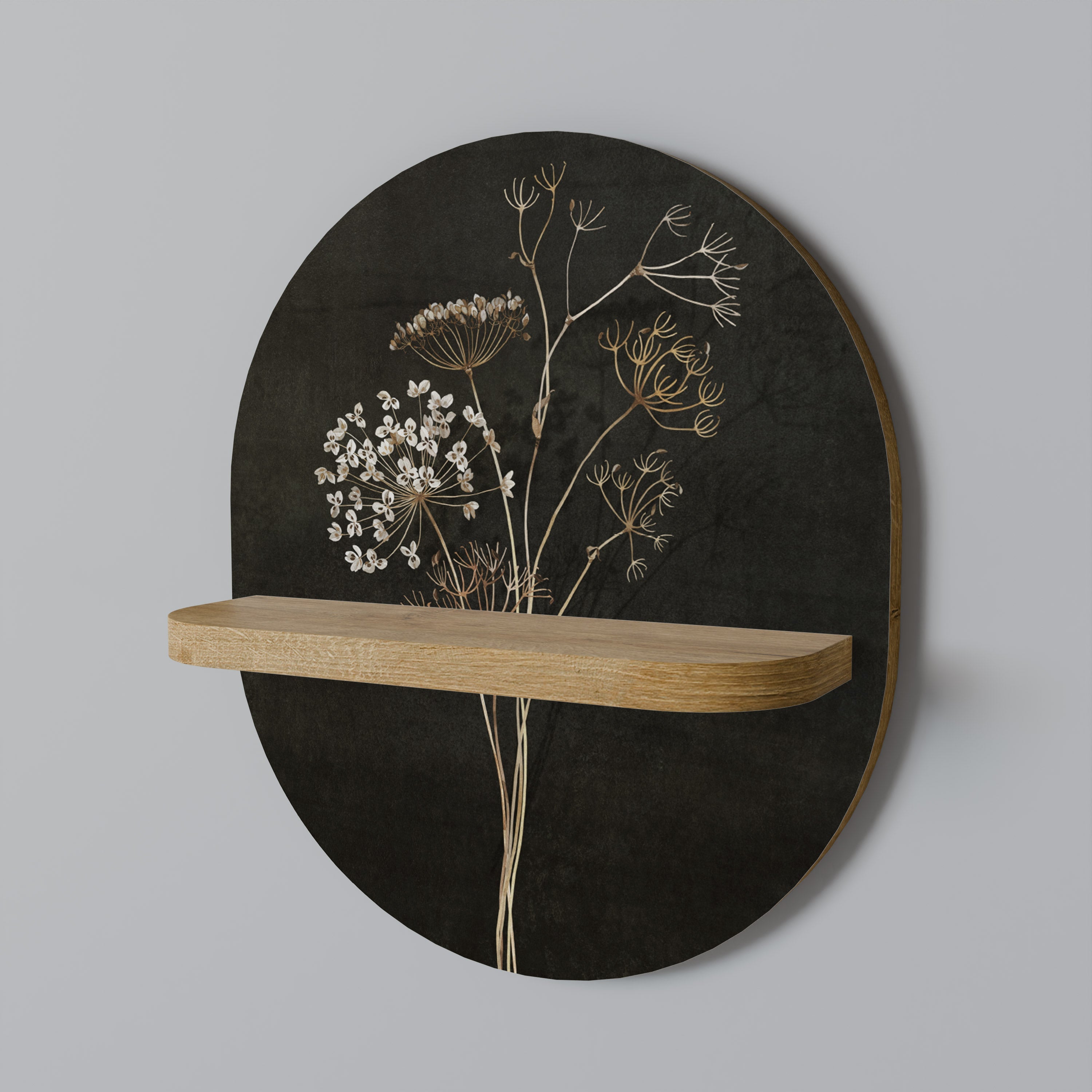 MEADOW MEMORIES Oval Art Shelf In Oak Effect