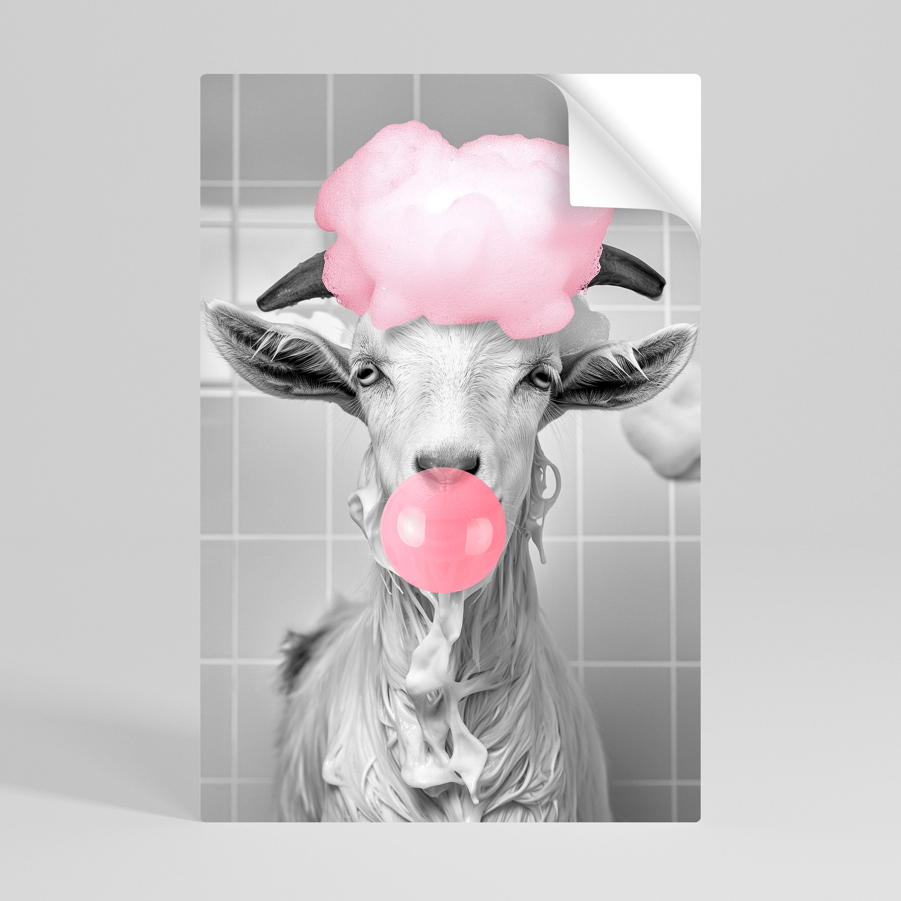 Αφίσα με θέμα "BUBBLEGUM BOVINE BLISS" με θέμα "Peel and Stick"