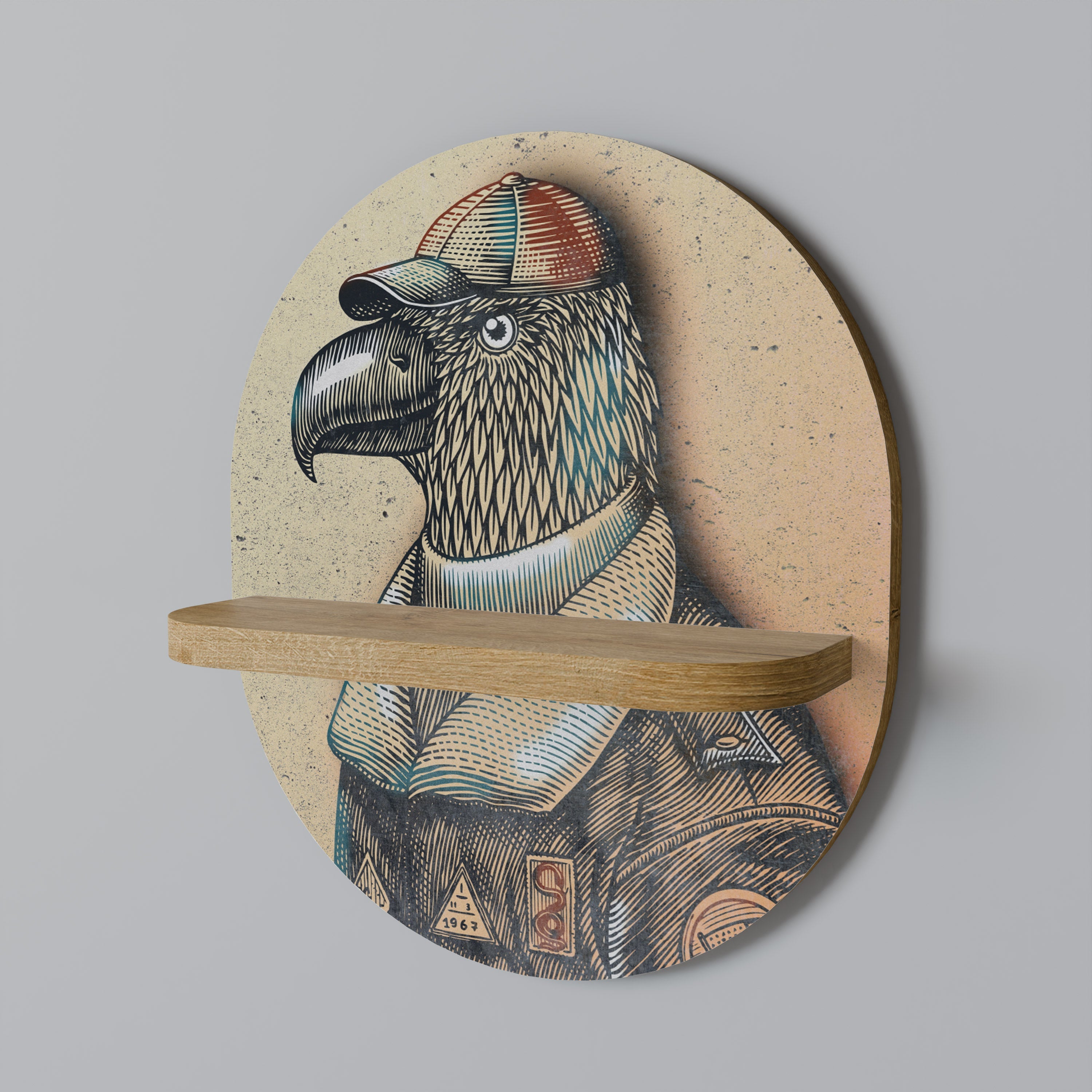 FEATHERED FASHIONISTA Οβάλ Ράφι Τέχνης σε Όψη Δρυός