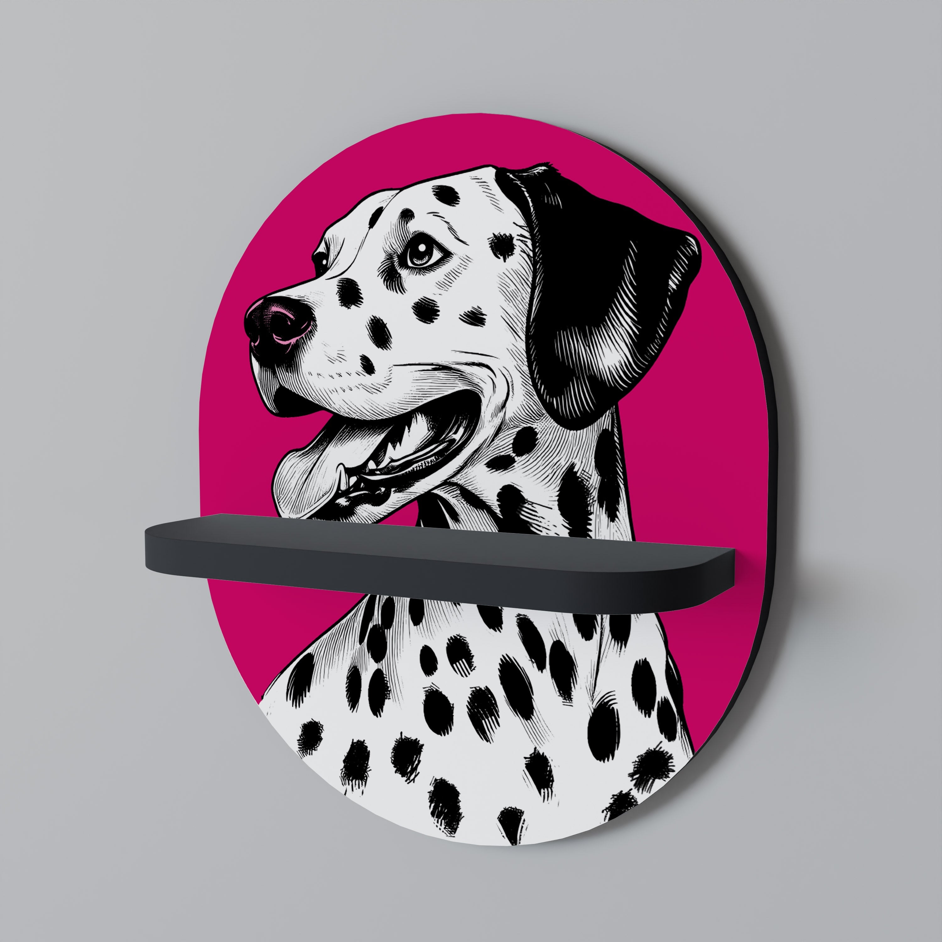 Οβάλ Ράφι Τέχνης DALMATIAN SMILE σε Μαύρο Φινίρισμα